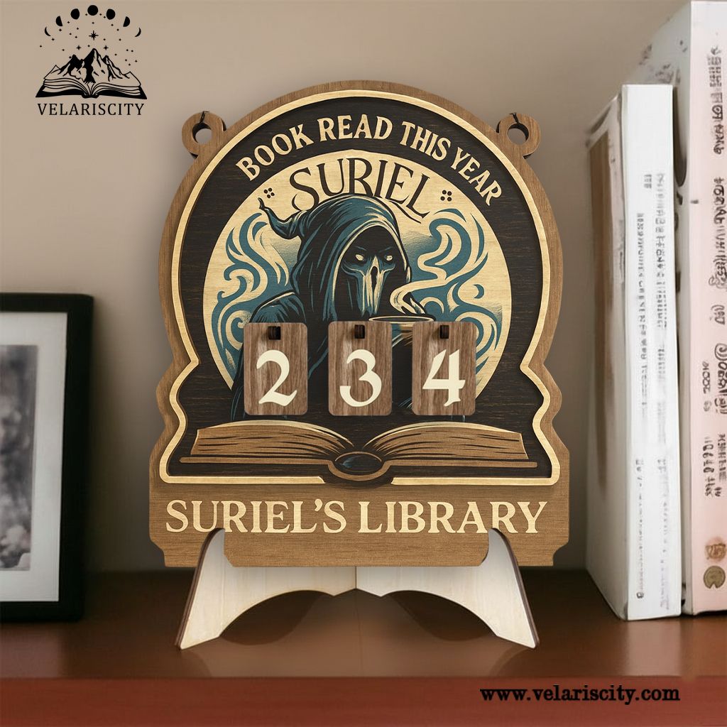 Suriel Book Tracker Sign, ACOTAR Bookish Decor, Velaris Book Gift, Book Count Display, Book Lover Gift, Wooden Wall Sign BTVLR06