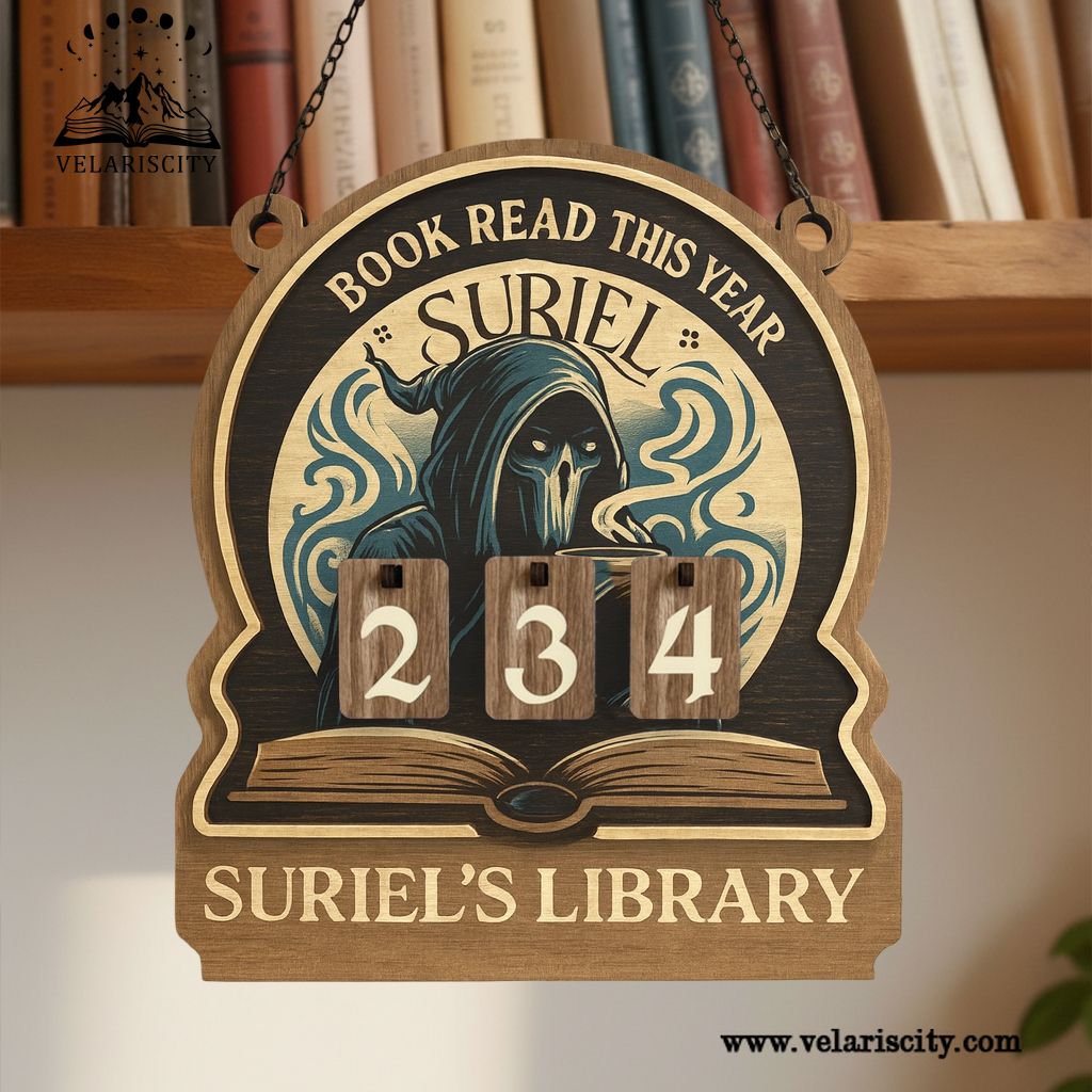 Suriel Book Tracker Sign, ACOTAR Bookish Decor, Velaris Book Gift, Book Count Display, Book Lover Gift, Wooden Wall Sign BTVLR06