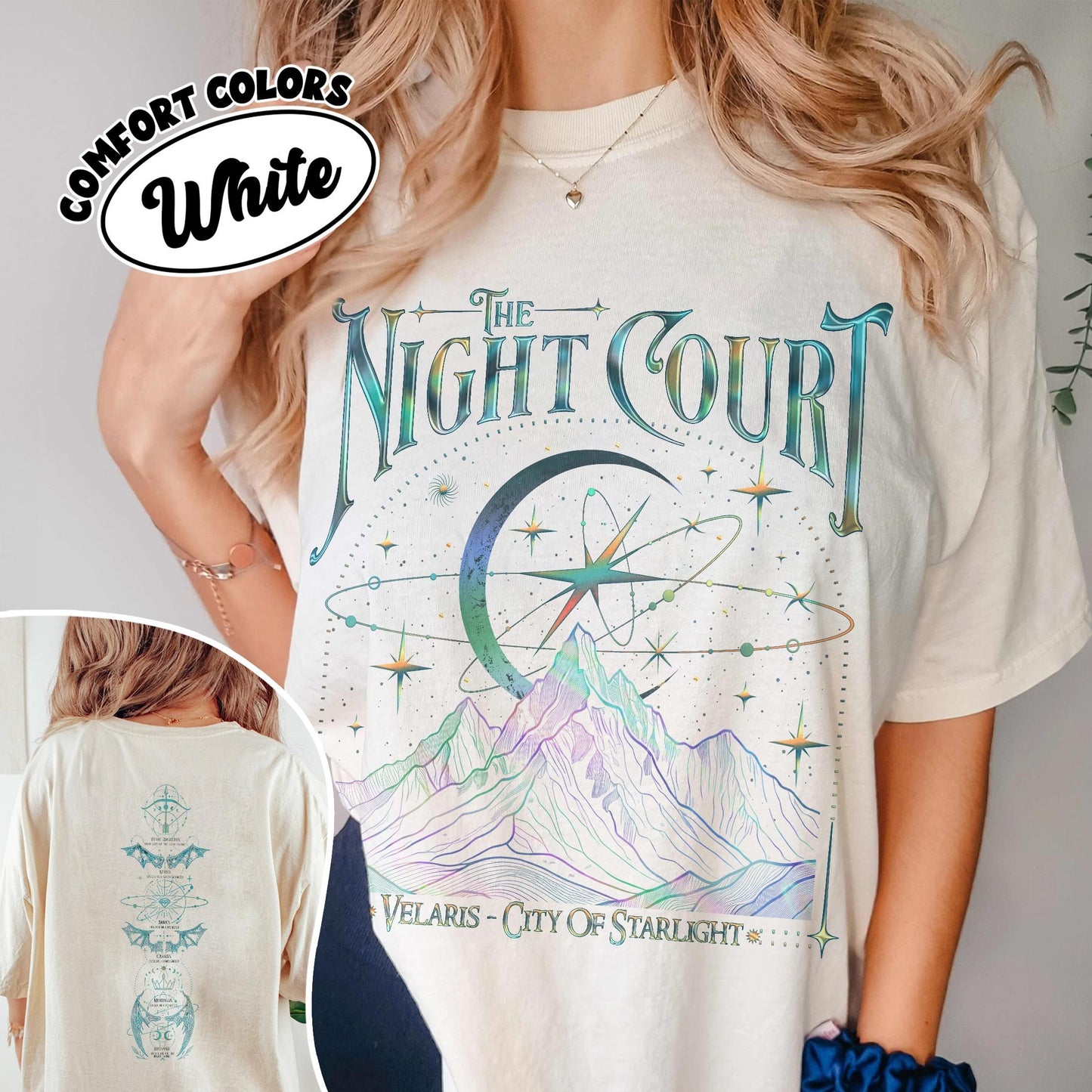 Velaris The Night Court Acotar 2 Sided Comfort Colors Shirt, Velaris The Night Court Shirt, Court Of Dreams, Inner Circle Acotar Tee CFVLR60
