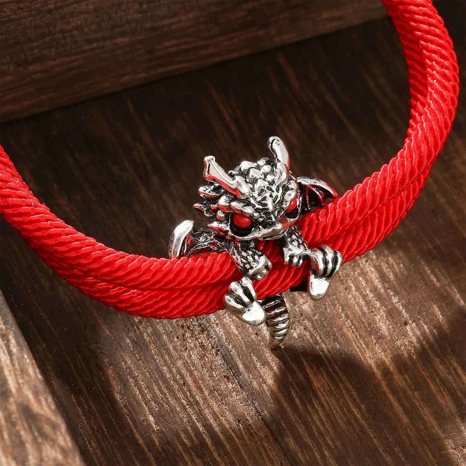 Vintage, Red Rope, Alloy Dragon, Bracelet Bangle, for Men, for Women, New Couple, Adjustable, Handwoven Bracelet, Good Luck, Lucky Jewelry, Gifts