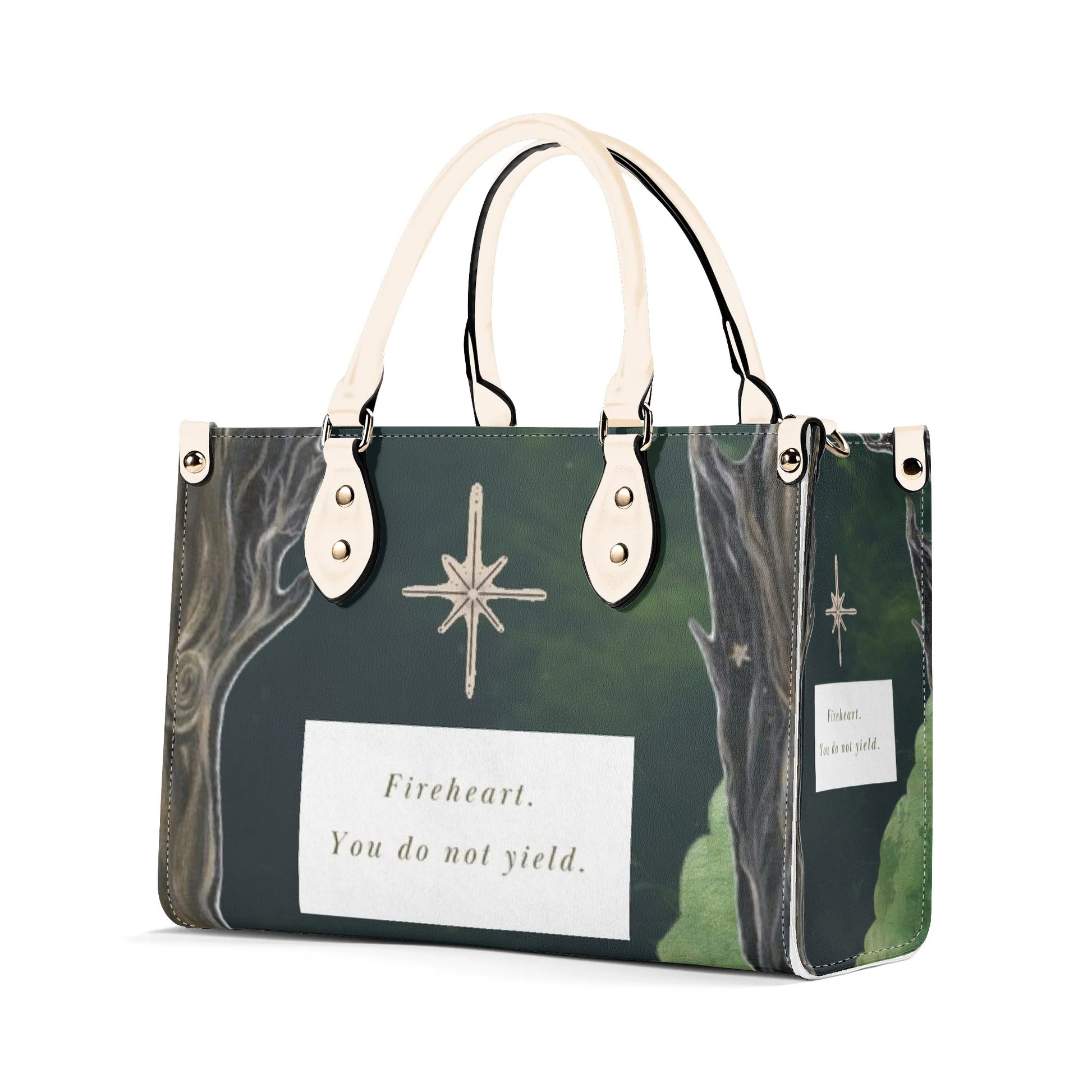 Fire Heart, You do not yield Inspired Leather Bag, Fourth Wing Inspired Bag, Personalized Leather Bag, Fantasy Leather Handbag, Perfect Gift for Women. HBVLR46