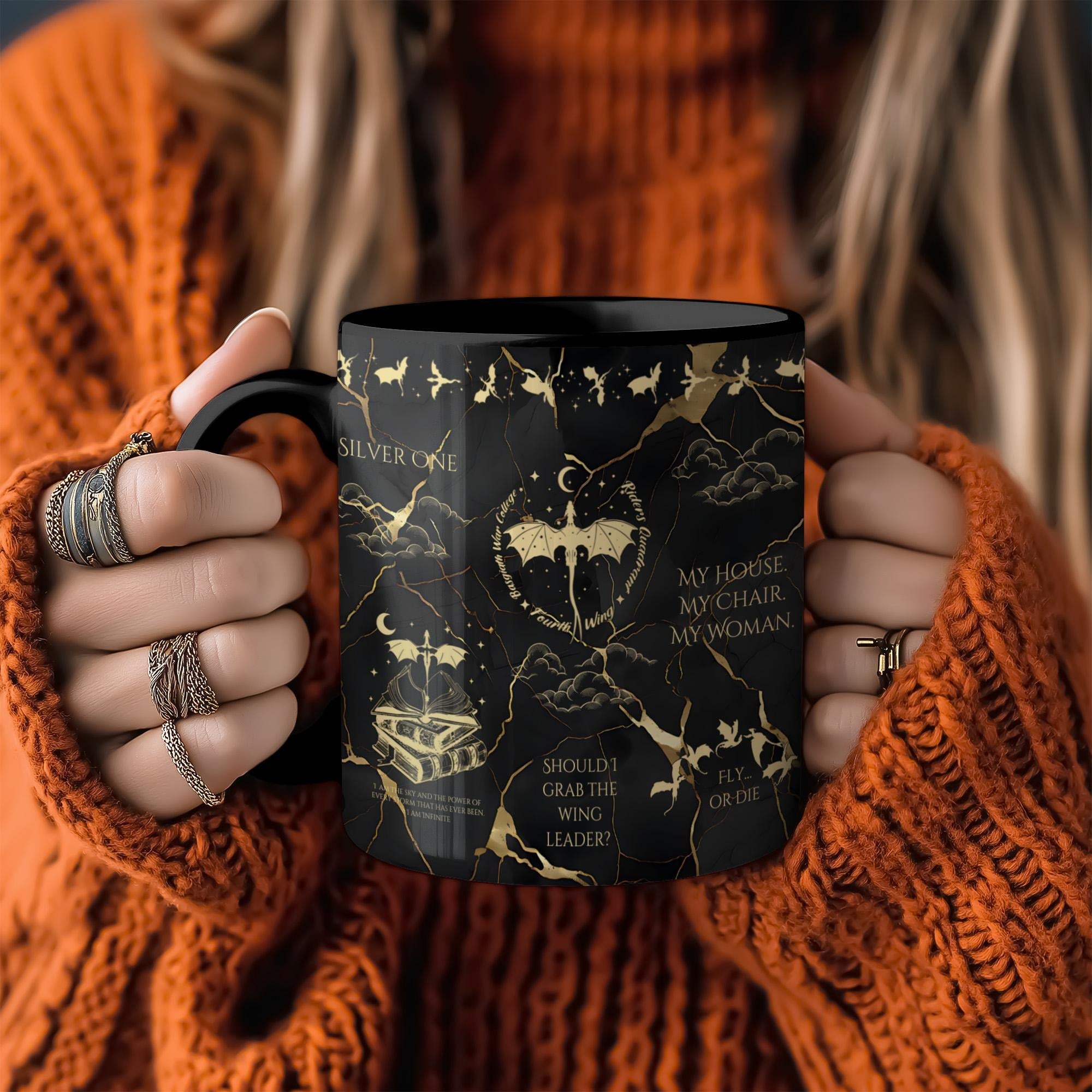 Fourth Wing Mug Bookish Dragon Mug Romantasy Mug for Xaden Riorson Fans BookTok Mug Gift for Wife Cute Bookish Mug Book Lover Gift MGVLR49