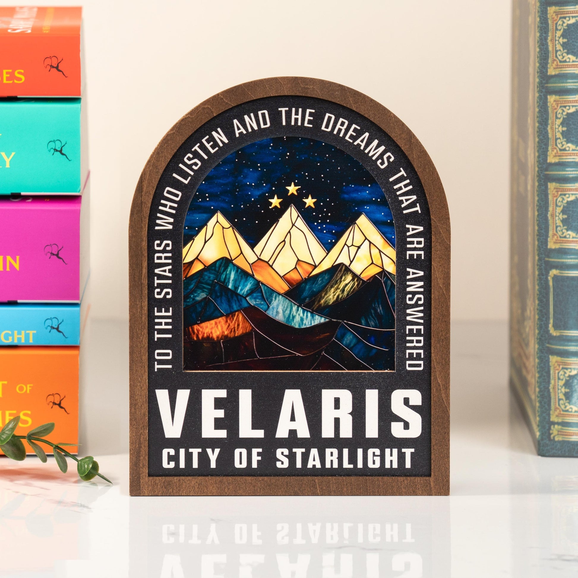 Velaris Starlight City Keepsake, To The Stars Who Listen and The Dreams That Are Answered, Celestial Wooden Home Decor Sign