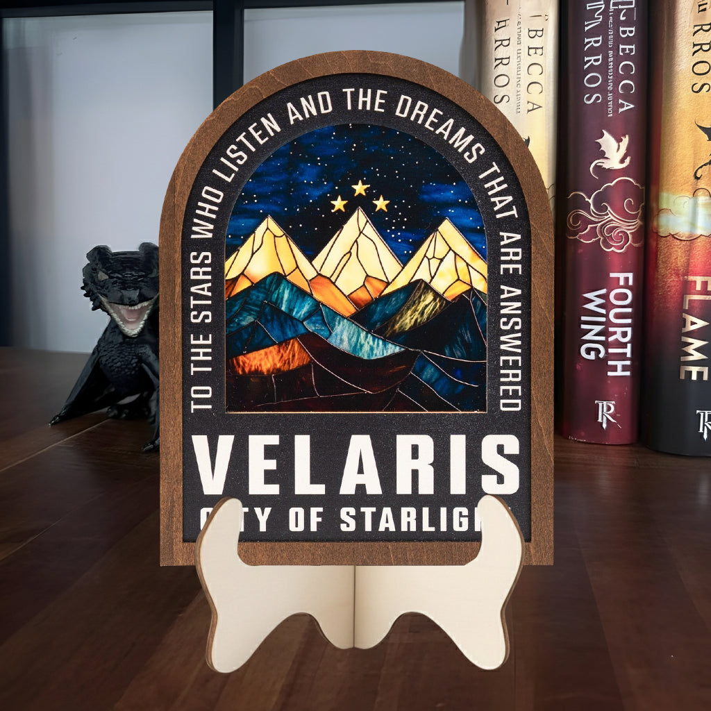 Velaris Starlight City Keepsake, To The Stars Who Listen and The Dreams That Are Answered, Celestial Wooden Home Decor Sign
