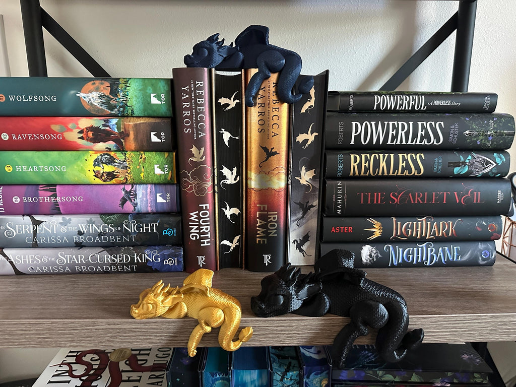 Sleeping Bookshelf Dragon, Adorable 3D Printed Dragon Decor, Fantasy Shelf Ornament, Unique Gift, Custom Colors Available