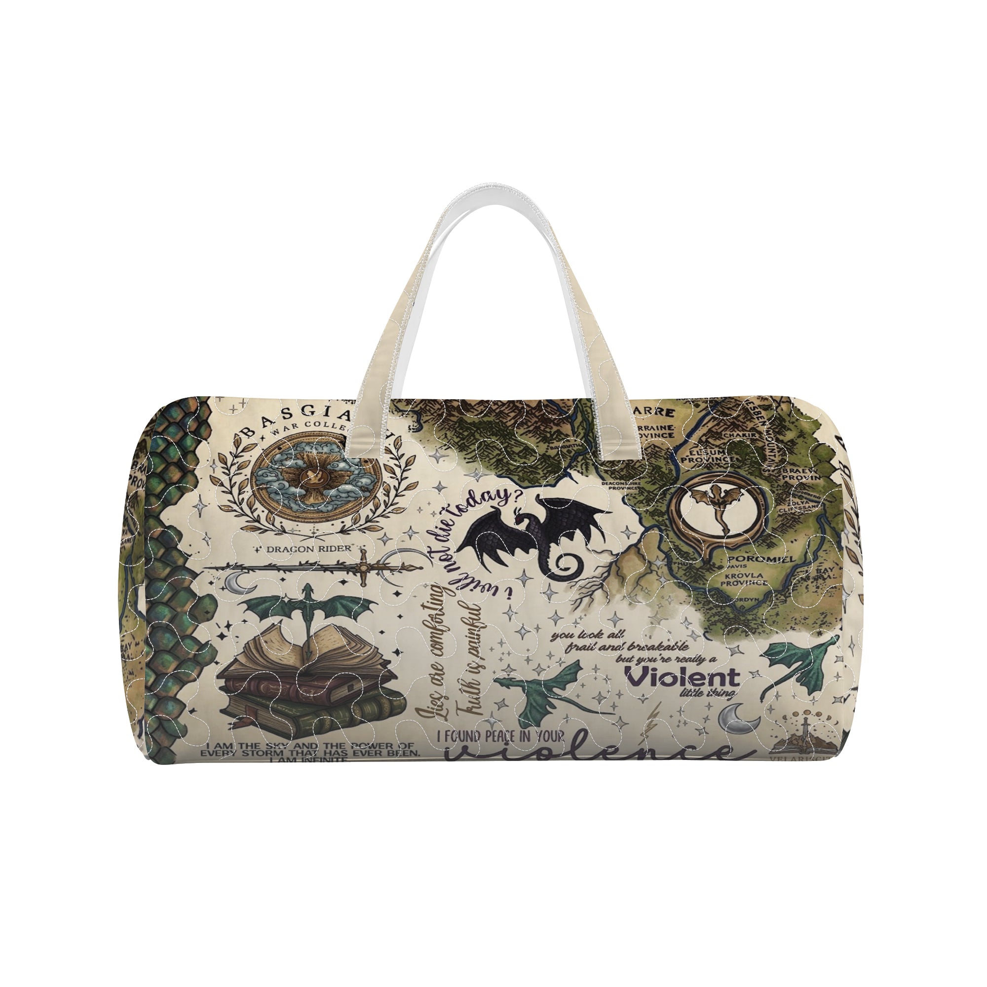 Fourth Wing Inspired Duffle Bag, Dragon Rider Weekender Bag, Fantasy Bookish Duffel Bag, Quilt Travel Bag, Book Lover Gift, QTBVLR01