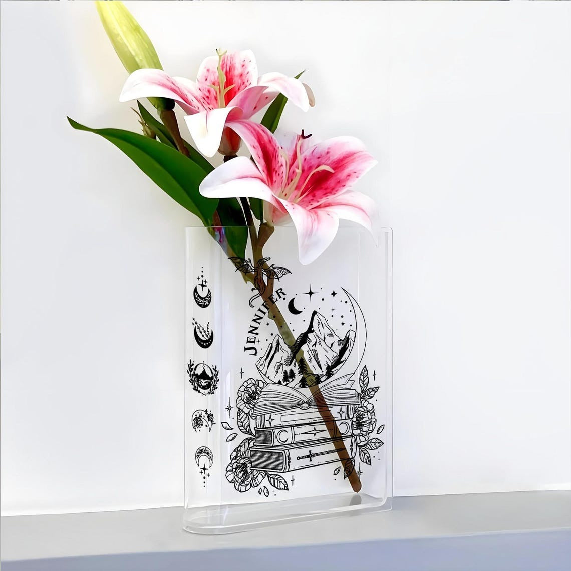 Personalized Night Court Bookish Acrylic Book Vase, Reader Bookshelf Gift, Book Lovers, Fantasy Book Vase, VLRBV02