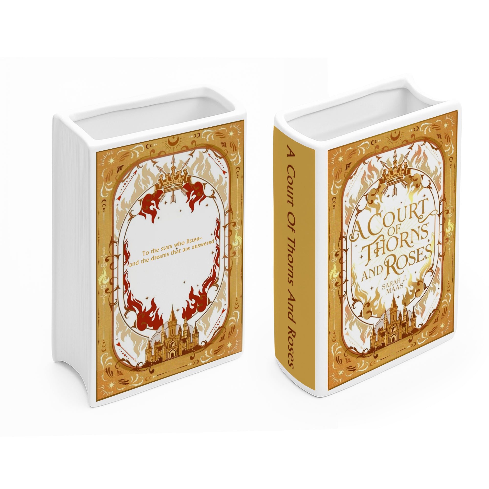 A Court of Thorns and Roses Book Vase, Ceramic Fantasy Book Decor, ACOTAR Home Aesthetic Gift for Book Lovers, Library Shelf Accent CVVLR30