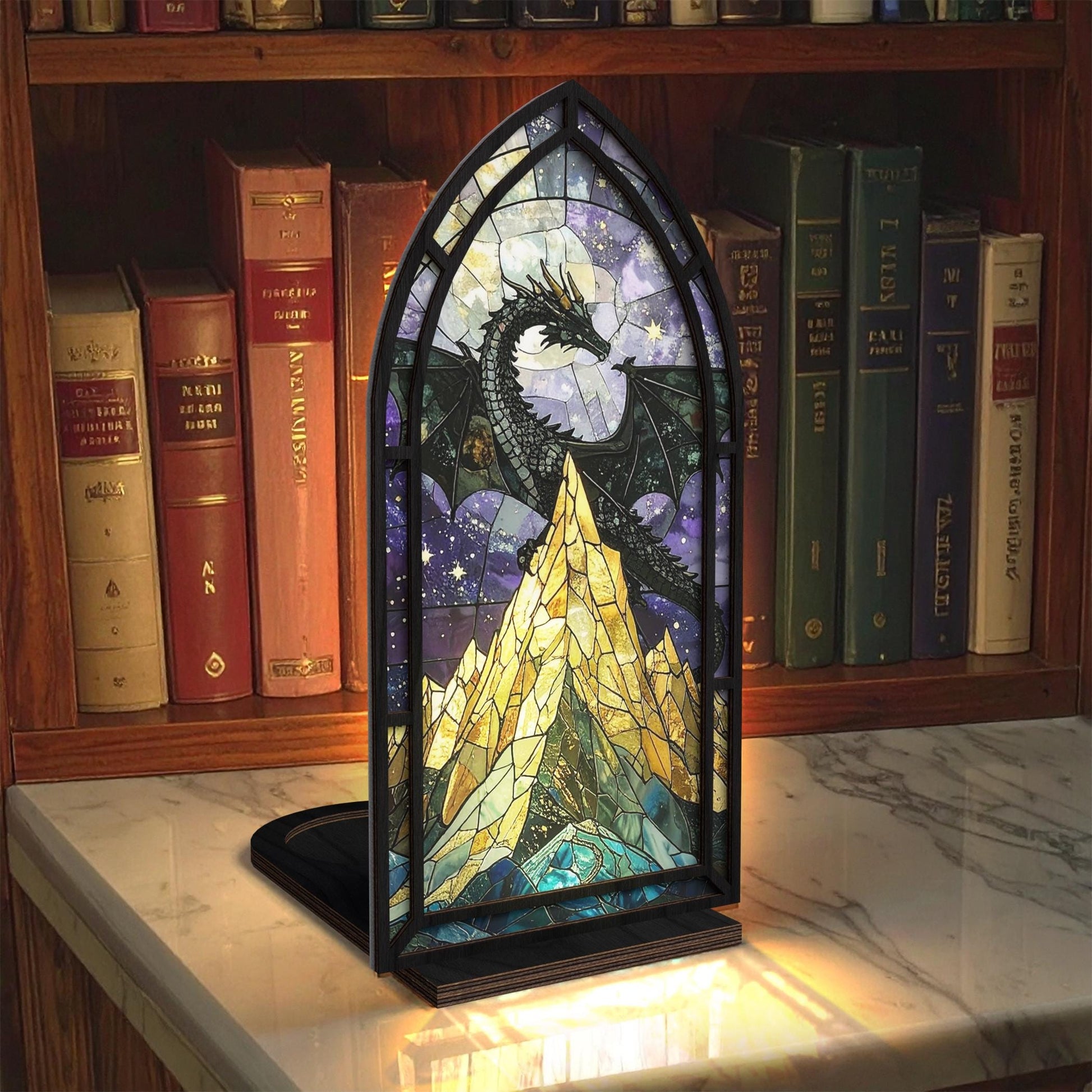 Fantasy Book Nook With Candle, Inspired by Fourth Wing's Dragon Library Sign, Outstanding Dragon Book Nook, Fantasy Book Lover & Reader Gift, Cozy Glow Book Nook BNVLR01