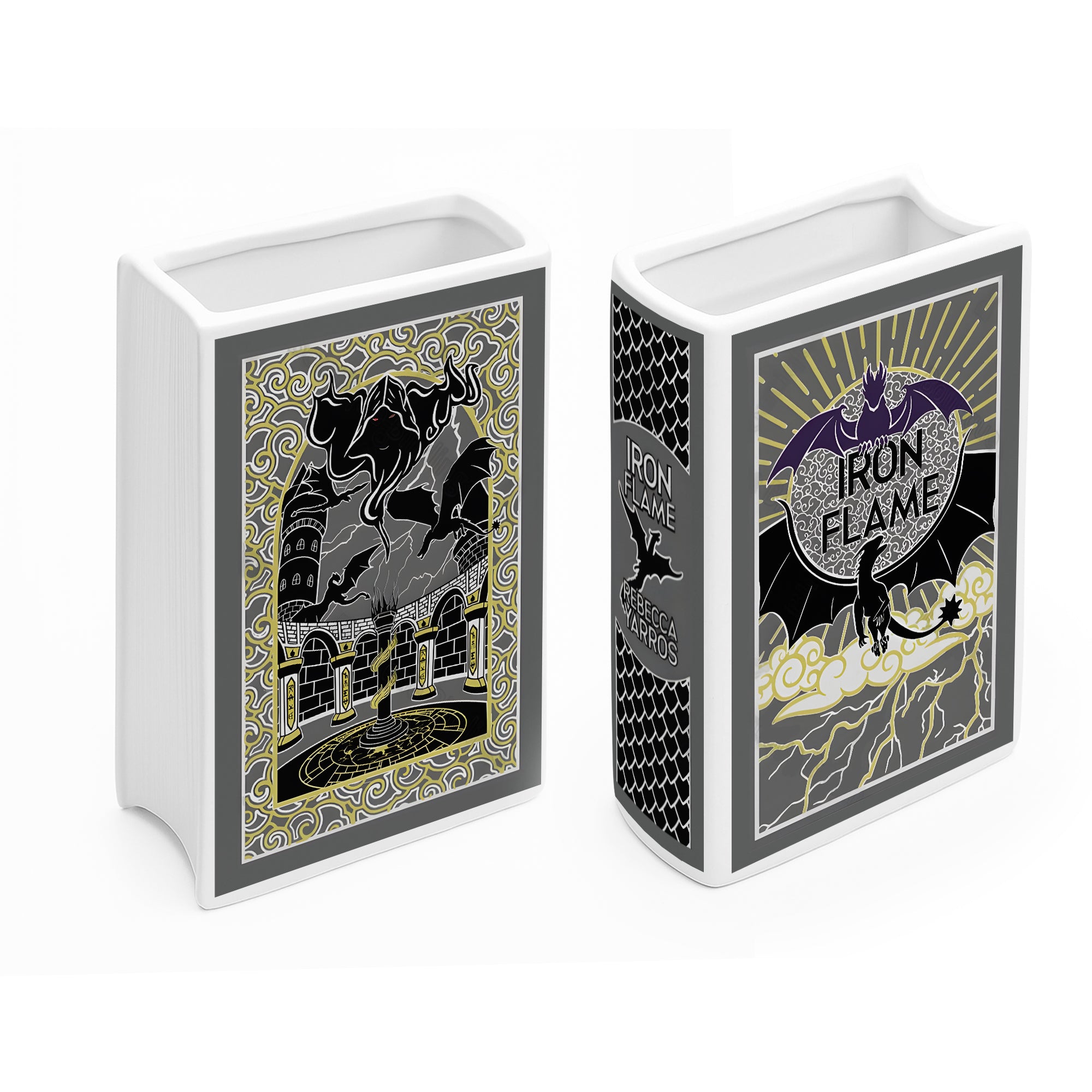 Iron Flame Ceramic Book Vase, Ceramic Fantasy Book Shaped Flower Vase, Fourth Wing Inspired Home Decor, Dragon Reader Gift for Book Lovers CVVRL01