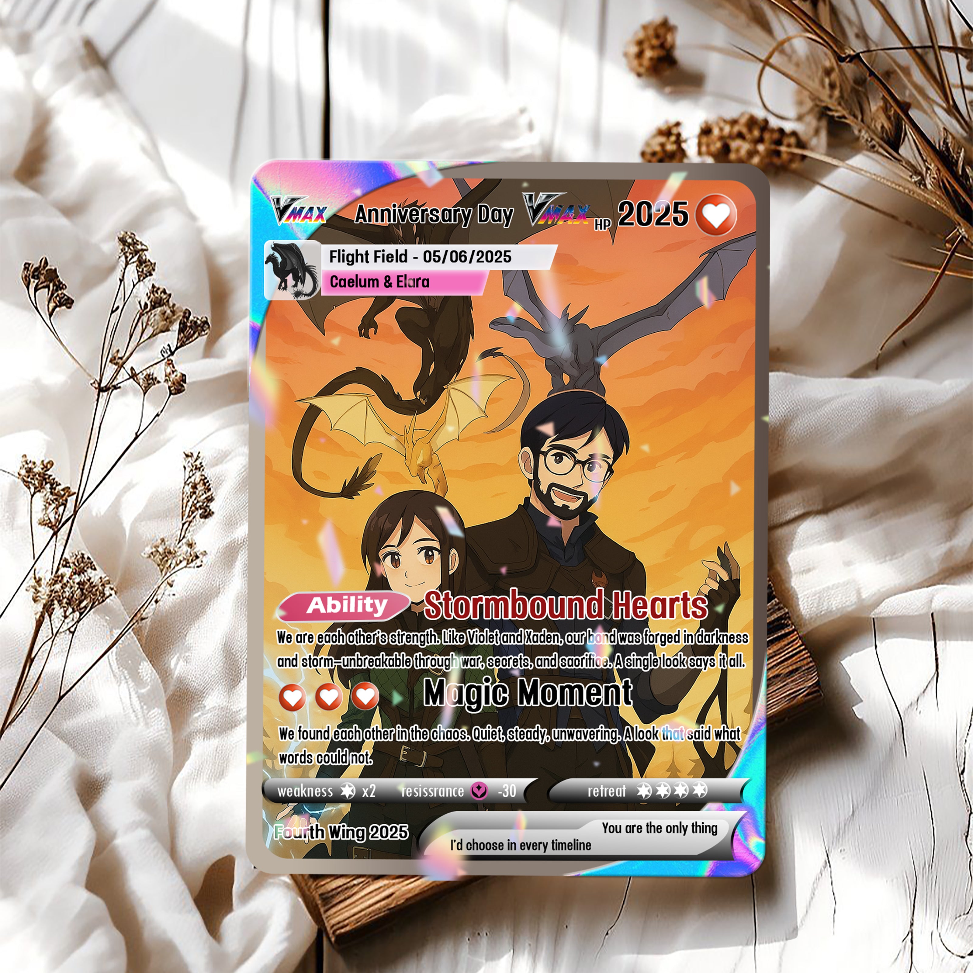 Anniversary Custom Card, Custom Photo Anime Card, Fourwing Card Gift, –  Velaris The City