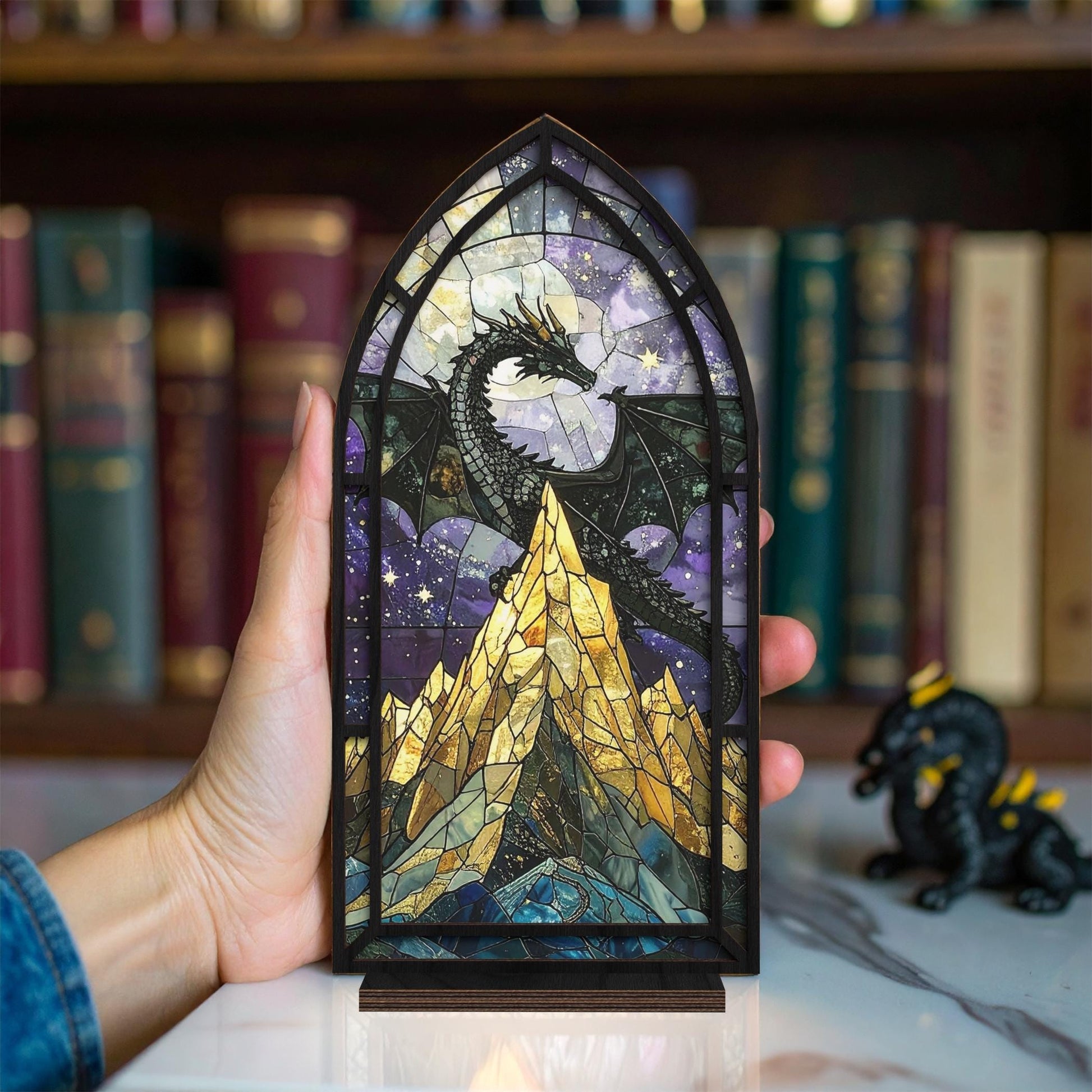Fantasy Book Nook With Candle, Inspired by Fourth Wing's Dragon Library Sign, Outstanding Dragon Book Nook, Fantasy Book Lover & Reader Gift, Cozy Glow Book Nook BNVLR01