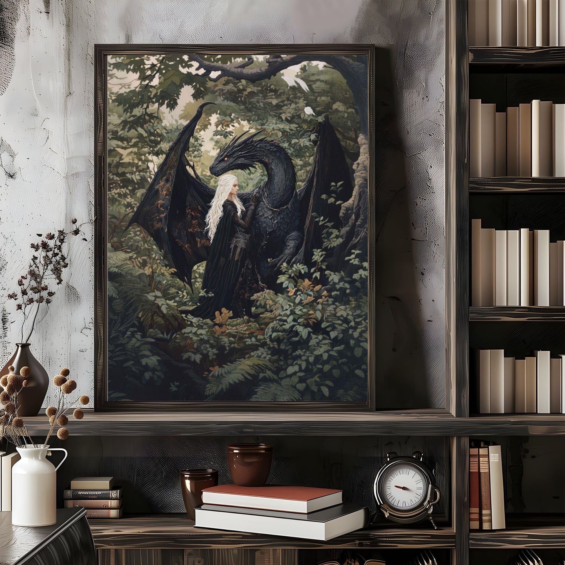 Manon and Abraxos Art Print, Throne of Glass Fan Art, TOG Wall Decor, Fantasy Bookish Gift, Witch Wyvern Aesthetic, Booktok Merch  VLRP39