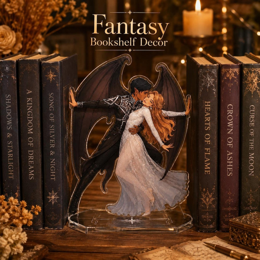 Rhysand and Feyre Acrylic Bookend Standee, ACOTAR Inspired Bookshelf Decor, Fantasy Romance Couple Display, Romantasy Reader Gift. BSVLAR01