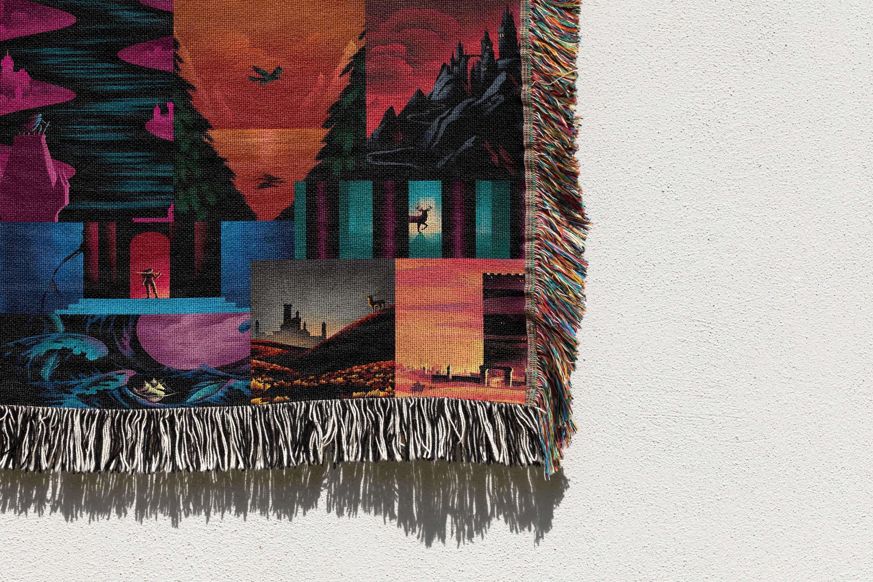 TOG Woven Throw Blanket, Kingdom of Ash, Dark Academia & Booktok dragon Tapestry, Literary Fandom Gift Fireheart Blanket BKVLR01