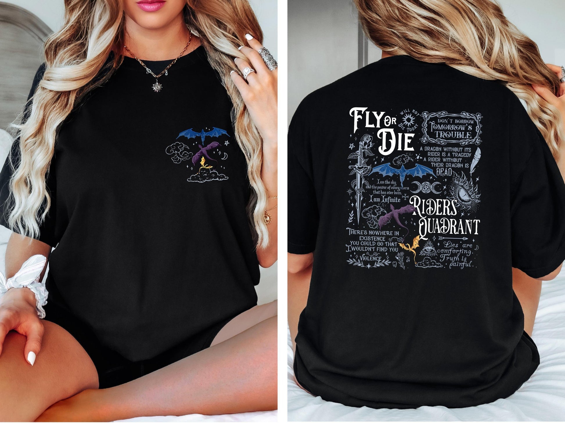 Comfort Colors Fourth Wing Shirt, Fly or Die, Basgiath War College Dragon Rider Tee, Violet Sorrengail, Fantasy Book Lover Riders Quandrant CFVLR16