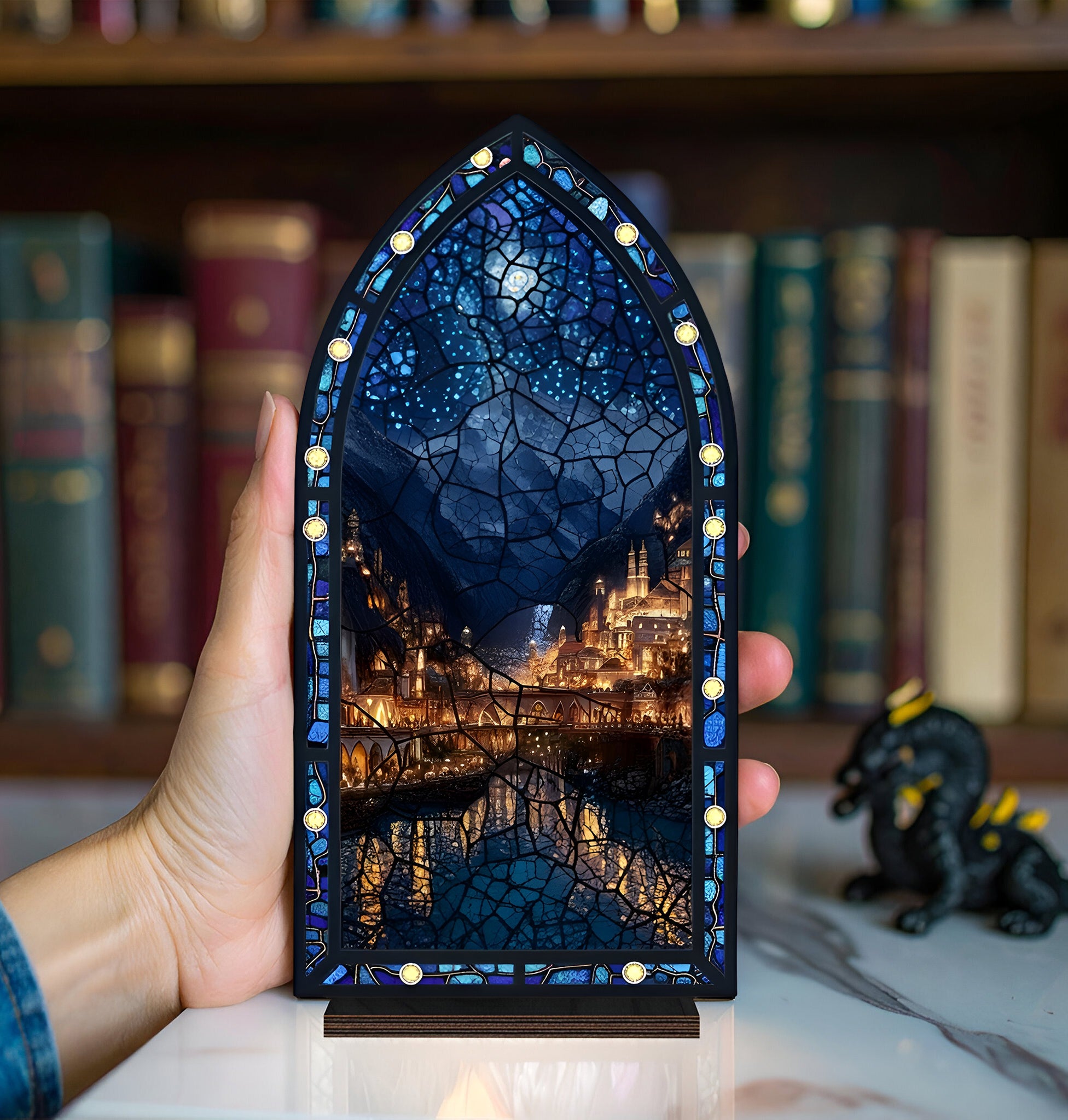 Velaris ACOTAR Book Nook, Night Court Fantasy Decor, Magical City Light Panel, Cozy Reading Nook Accent, Book Lover Gift BNVLR21