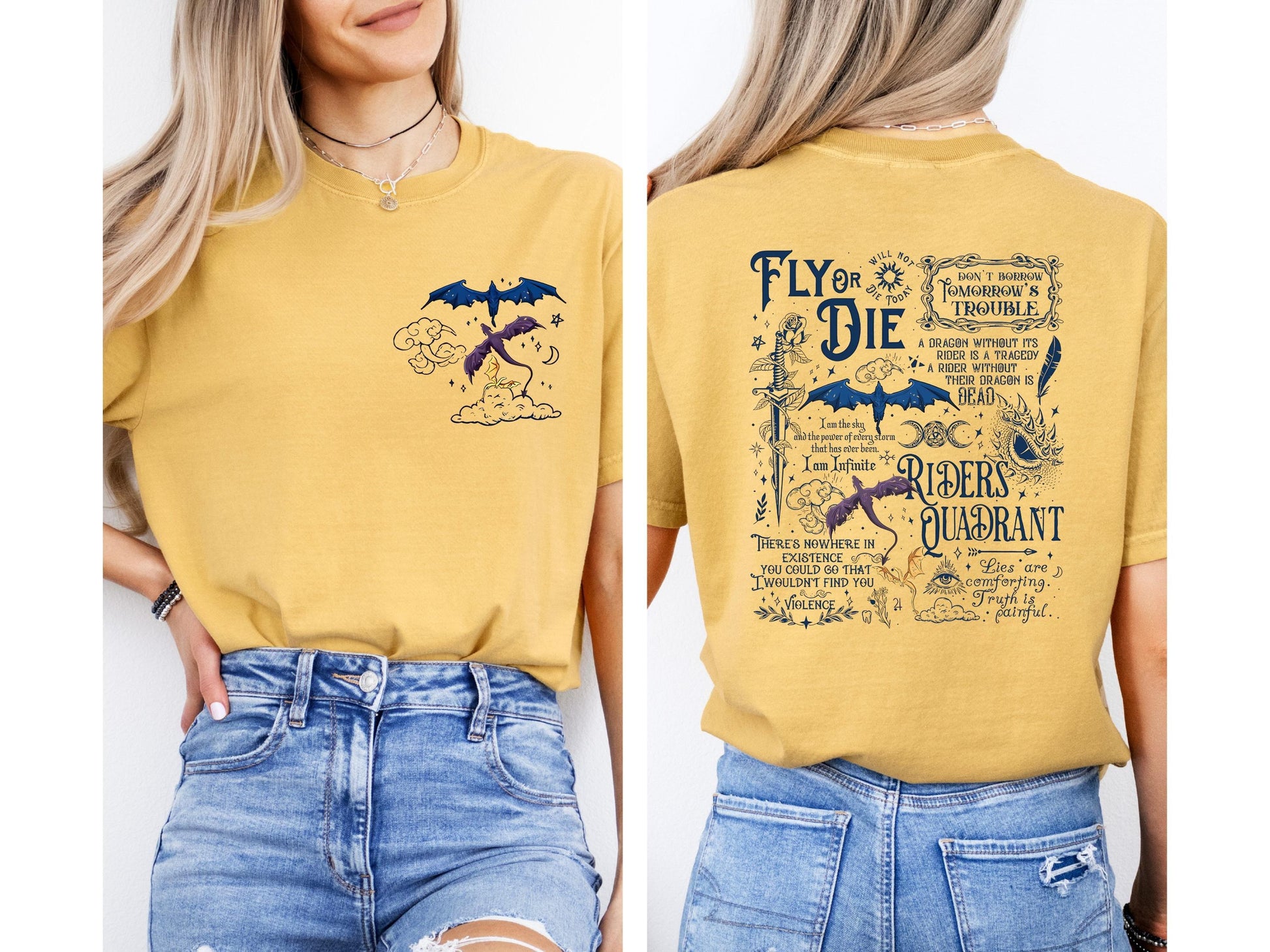 Comfort Colors Fourth Wing Shirt, Fly or Die, Basgiath War College Dragon Rider Tee, Violet Sorrengail, Fantasy Book Lover Riders Quandrant CFVLR16
