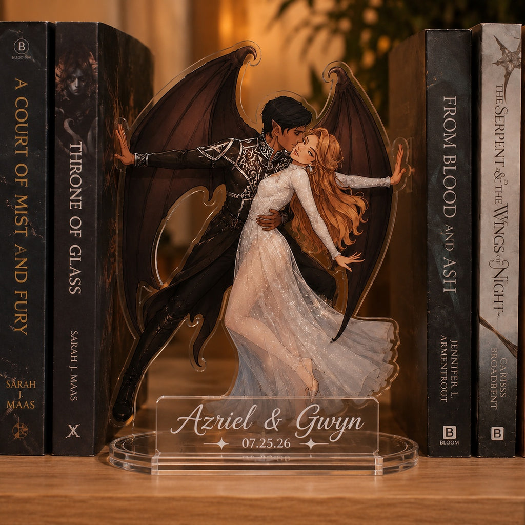 Rhysand and Feyre Acrylic Bookend Standee, ACOTAR Inspired Bookshelf Decor, Fantasy Romance Couple Display, Romantasy Reader Gift. BSVLAR01