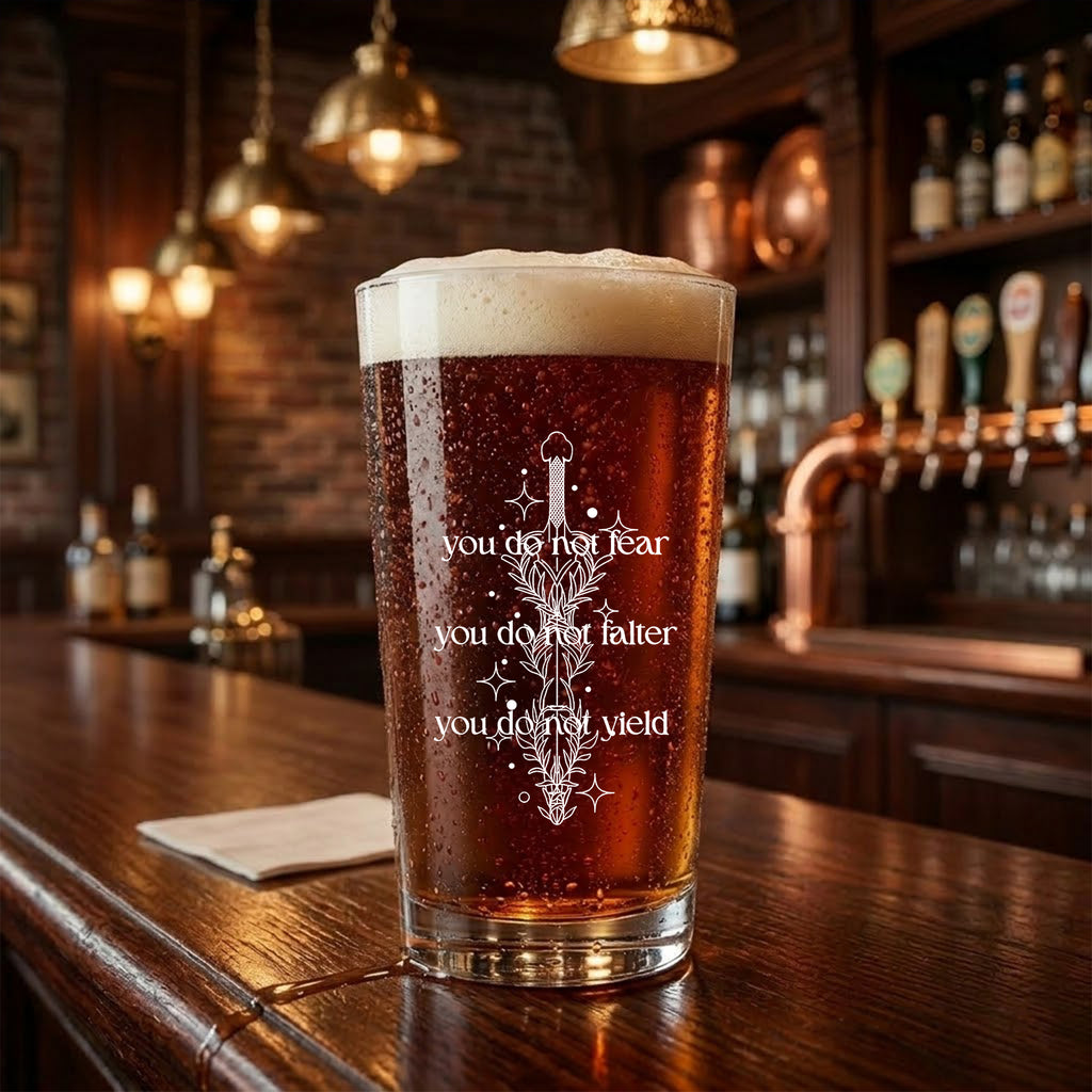 You Do Not Fear Pint Glass, Fantasy Sword Beer Glass, Dark Academia Barware, Floral Dagger Quote Glass Cup, Book Lover Gift, BGVLR02