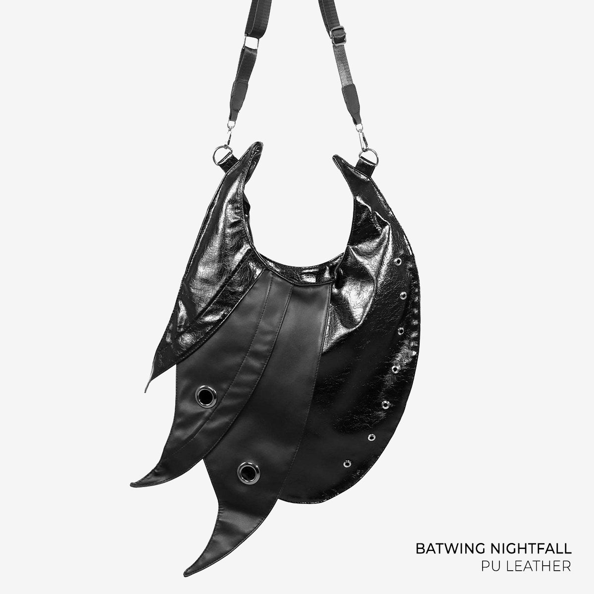 Black Dragon Silhouette Crossbody Bag, Batwing Nightfall Bag, Fantasy Dragon Inspired PU Leather Bag, Dark Academia Shoulder Bag