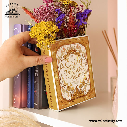 A Court of Thorns and Roses Book Vase, Ceramic Fantasy Book Decor, ACOTAR Home Aesthetic Gift for Book Lovers, Library Shelf Accent CVVLR30