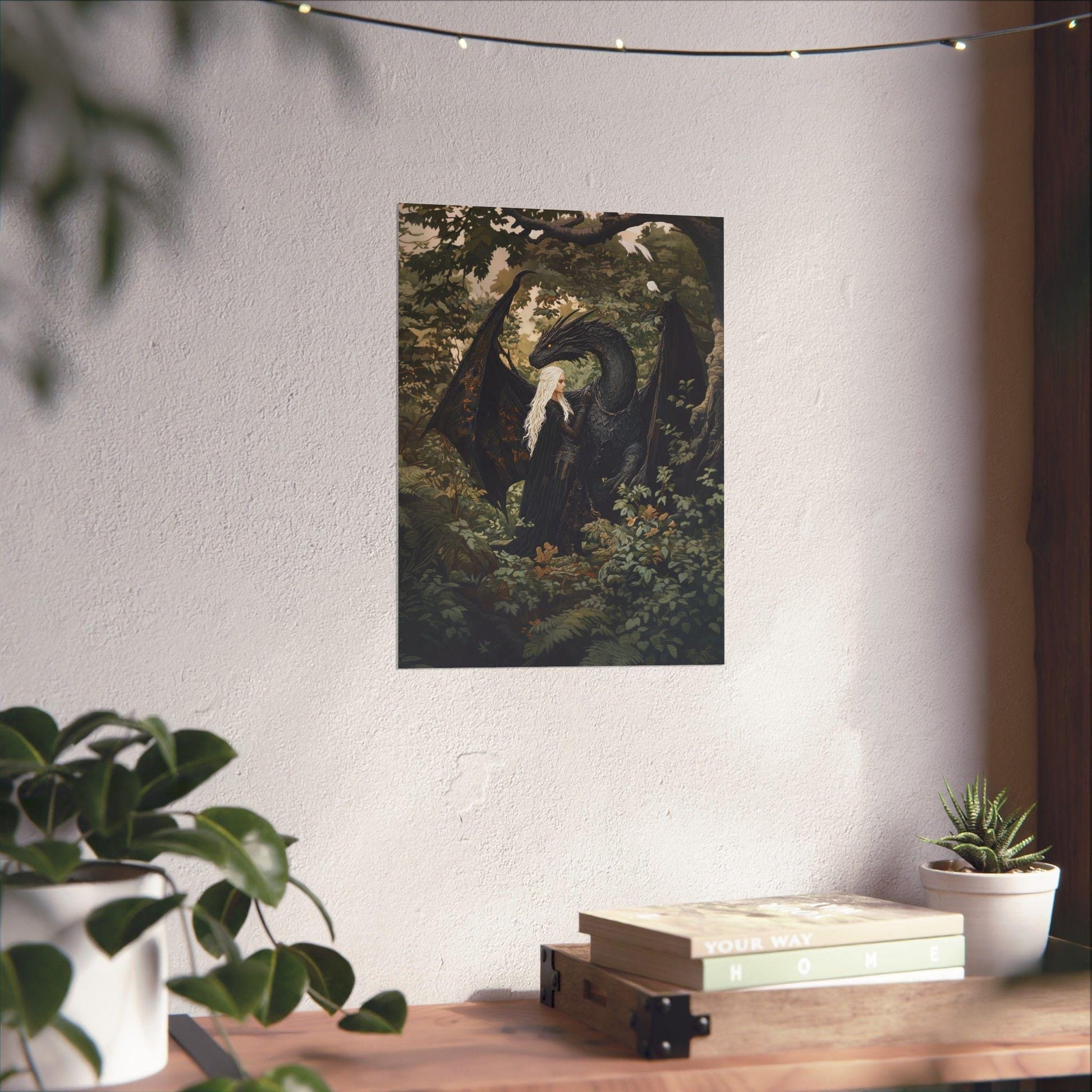 Manon and Abraxos Art Print, Throne of Glass Fan Art, TOG Wall Decor, Fantasy Bookish Gift, Witch Wyvern Aesthetic, Booktok Merch  VLRP39