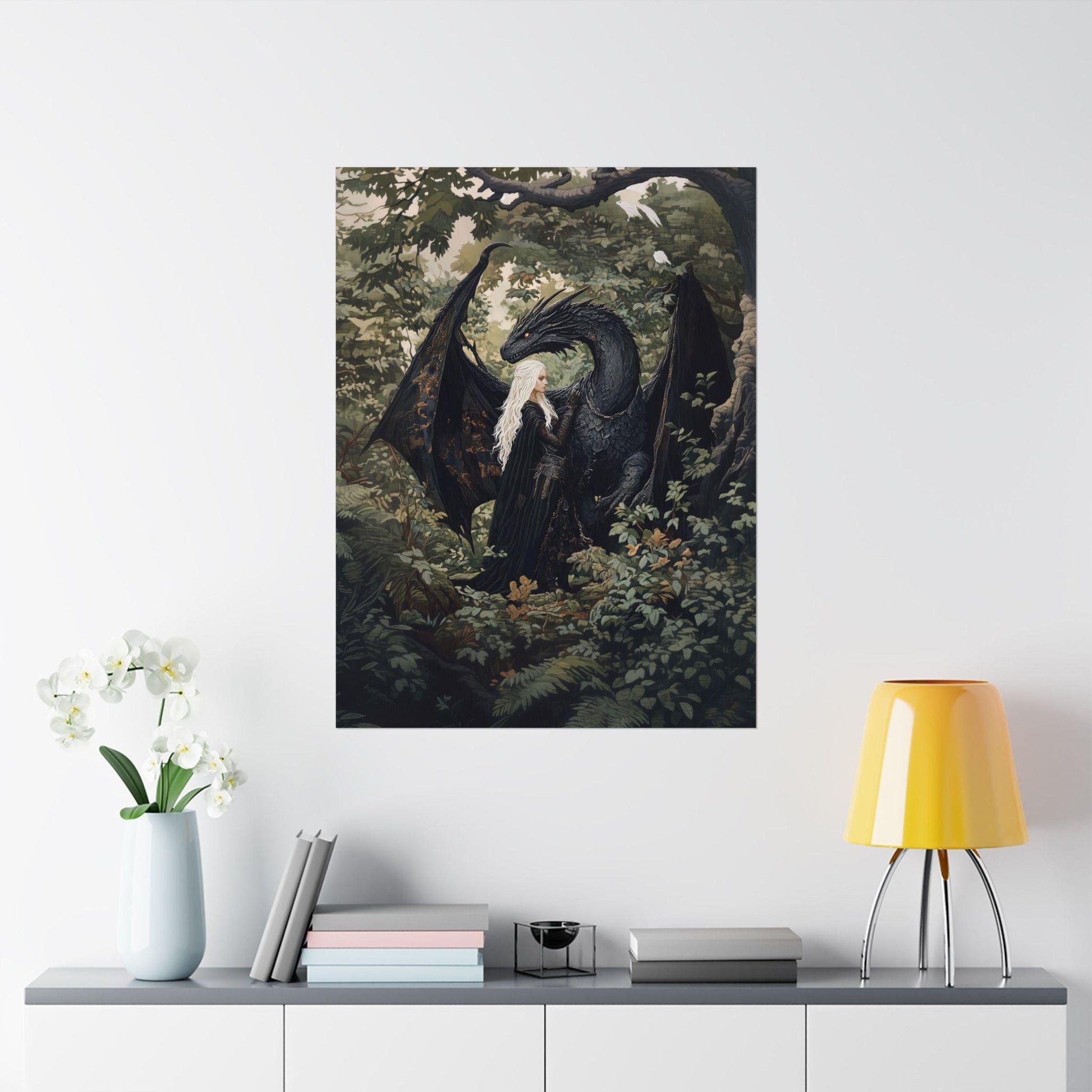 Manon and Abraxos Art Print, Throne of Glass Fan Art, TOG Wall Decor, Fantasy Bookish Gift, Witch Wyvern Aesthetic, Booktok Merch  VLRP39