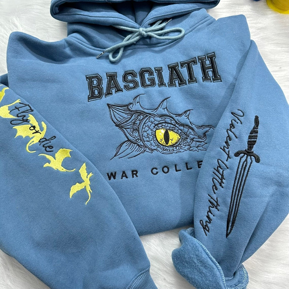 Embroidered Basgiath War College Hoodie, Fourth Wing embroidered, Dragon Rider embroidered, VEMB02