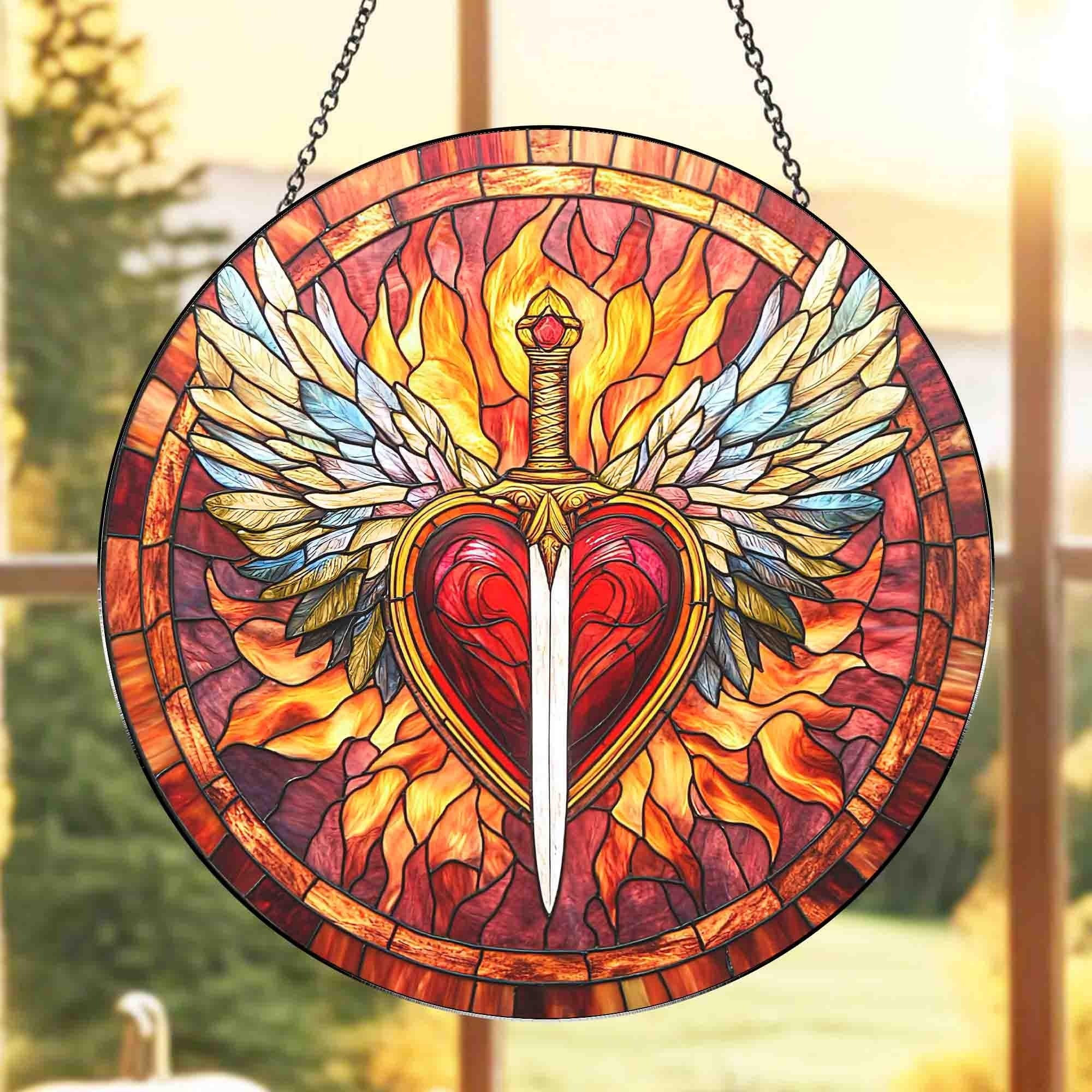 Fireheart Throne Of Glass Suncatcher, Fantasy TOG Bookish Window Hanging, Aelin Galathynius Fireheart Window Decor Gift, Bookshelf Decor SGVLR09