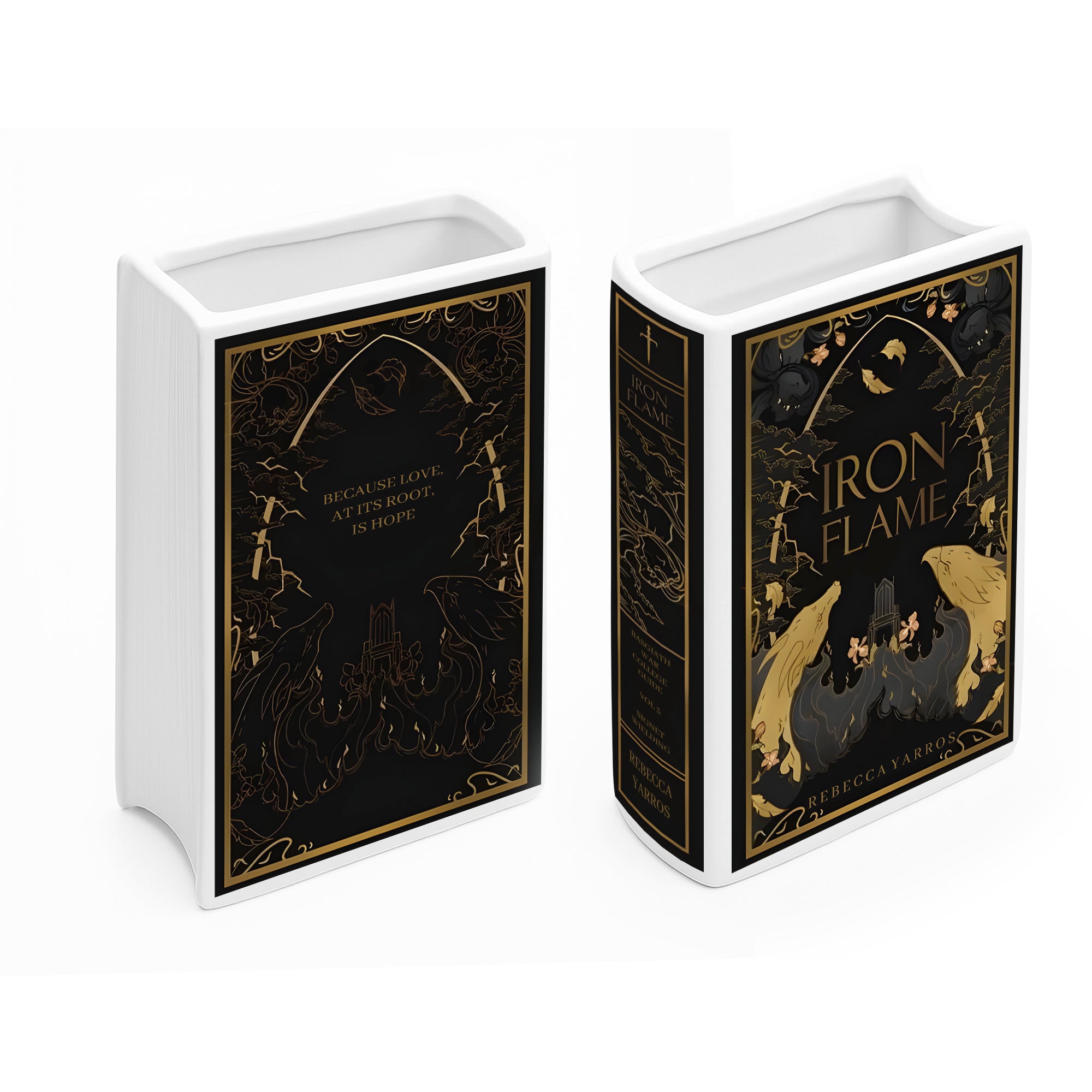 Iron Flame Ceramic Book Vase, Dark Fantasy Dragon Decor, Gothic Aesthetic Gift for Book Lovers and Empyrean Fans CVVRL10