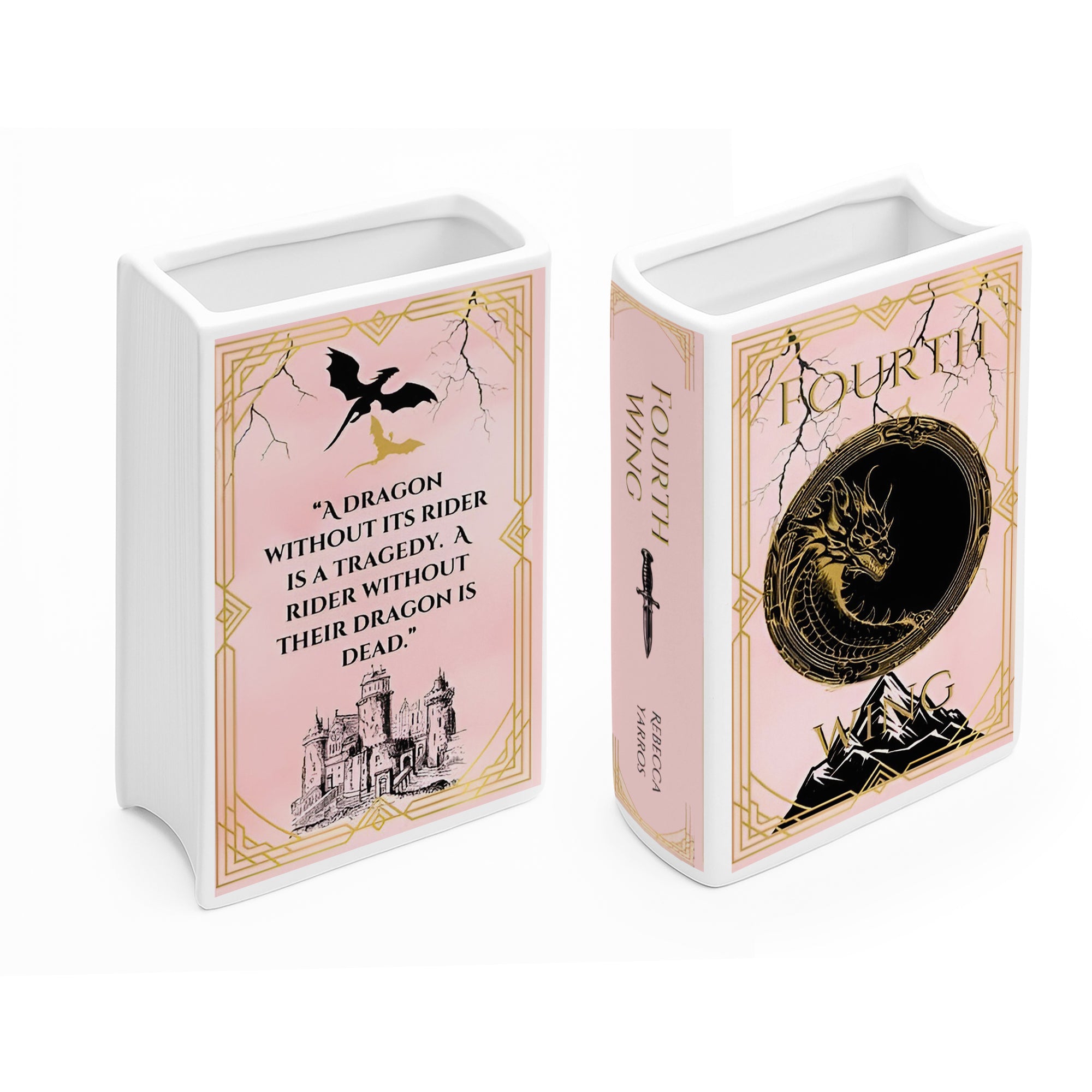 Fourth Wing Ceramic Book Vase, Fantasy Dragon Decor, Book Lover Gift, Bookish Shelf Accent, Romantic Fantasy Home Decoration CVVLR39