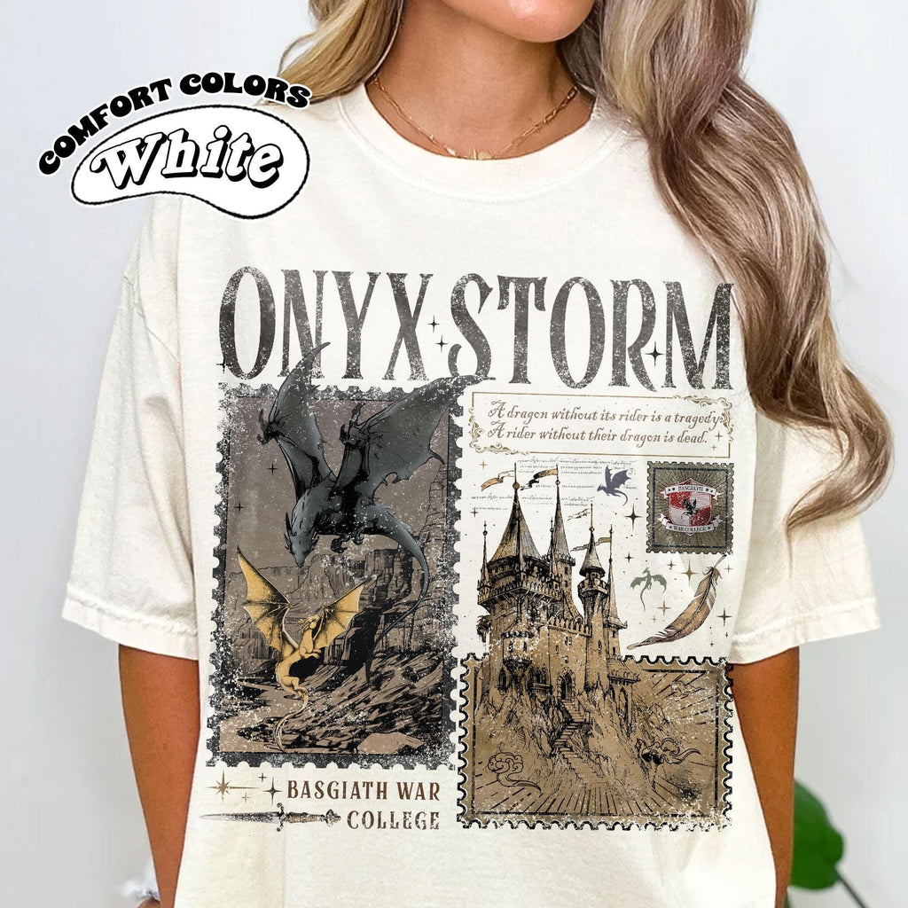 Onyx Storm Comfort Color T-Shirt, Fourth Wing Series Shirt, Dragon Rider, Bookish Tee Gift For Book Lover, Fantasy Book, Tairn&Andarna CFVLR48
