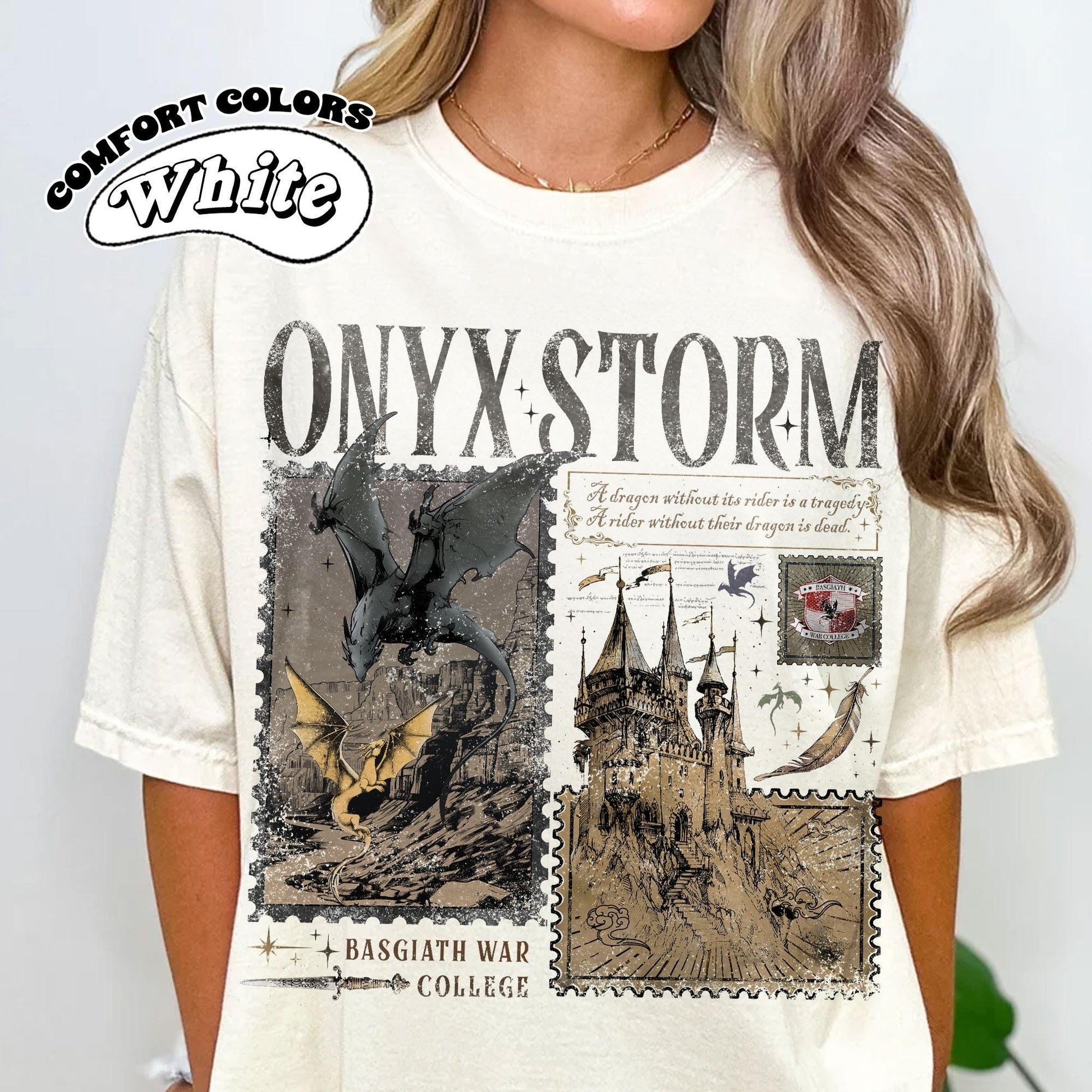 Onyx Storm Comfort Color T-Shirt, Fourth Wing Series Shirt, Dragon Rider, Bookish Tee Gift For Book Lover, Fantasy Book, Tairn&Andarna CFVLR48