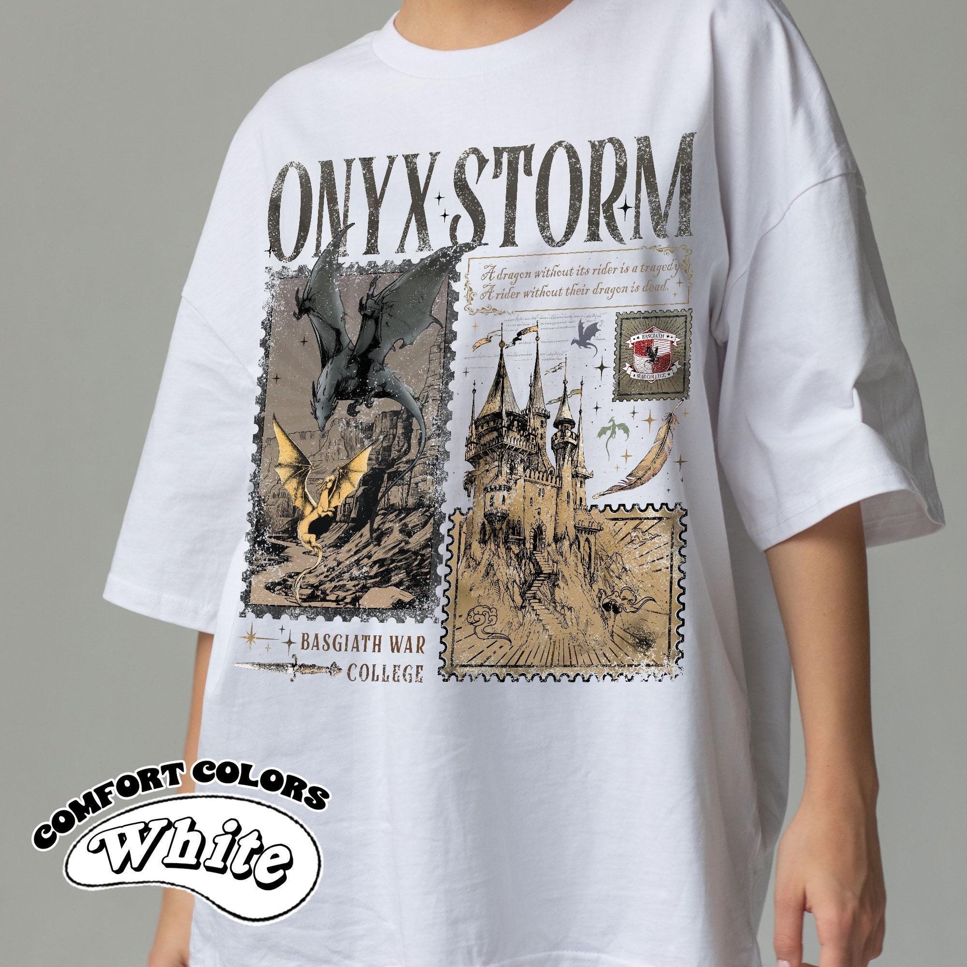 Onyx Storm Comfort Color T-Shirt, Fourth Wing Series Shirt, Dragon Rider, Bookish Tee Gift For Book Lover, Fantasy Book, Tairn&Andarna CFVLR48