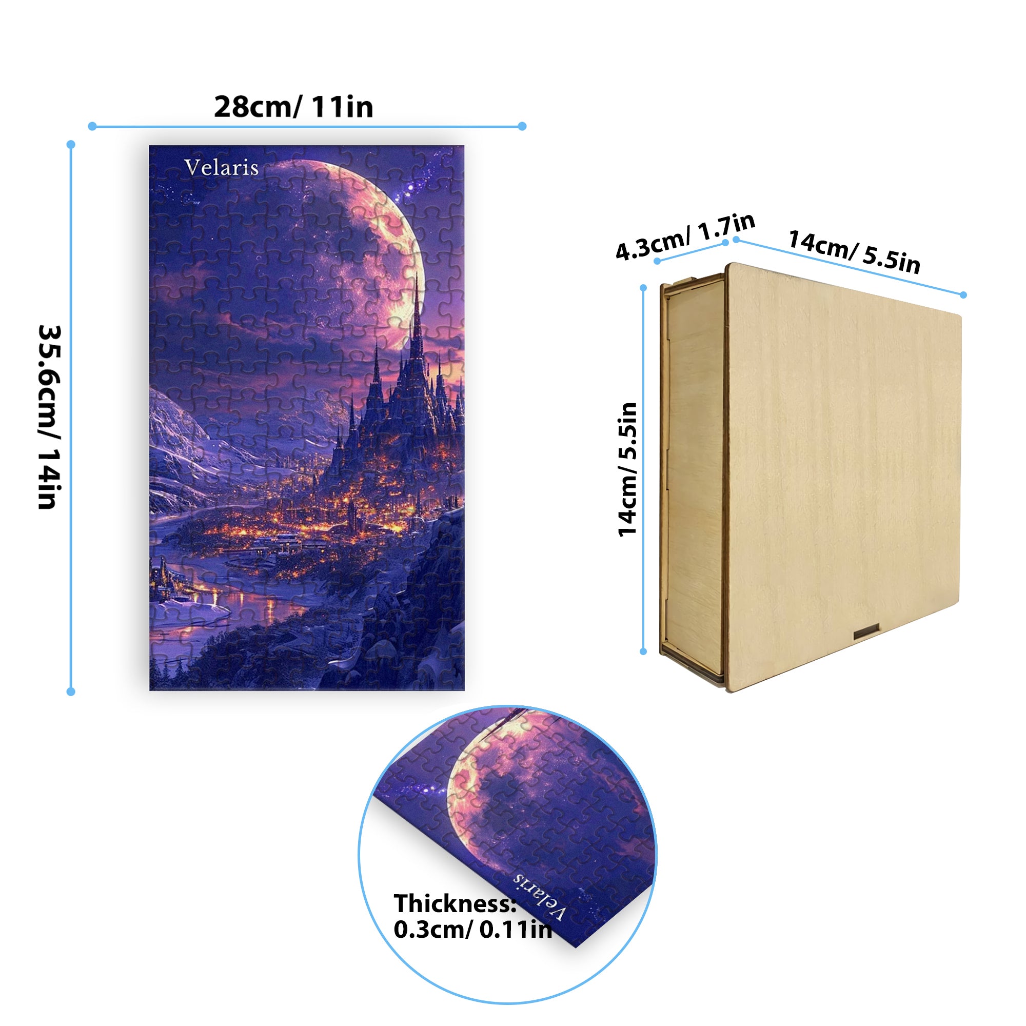 ACOTAR Velaris Puzzle, City of Starlight Night Court Scene, Wooden Jigsaw Fantasy Bookish Gift PVLR10