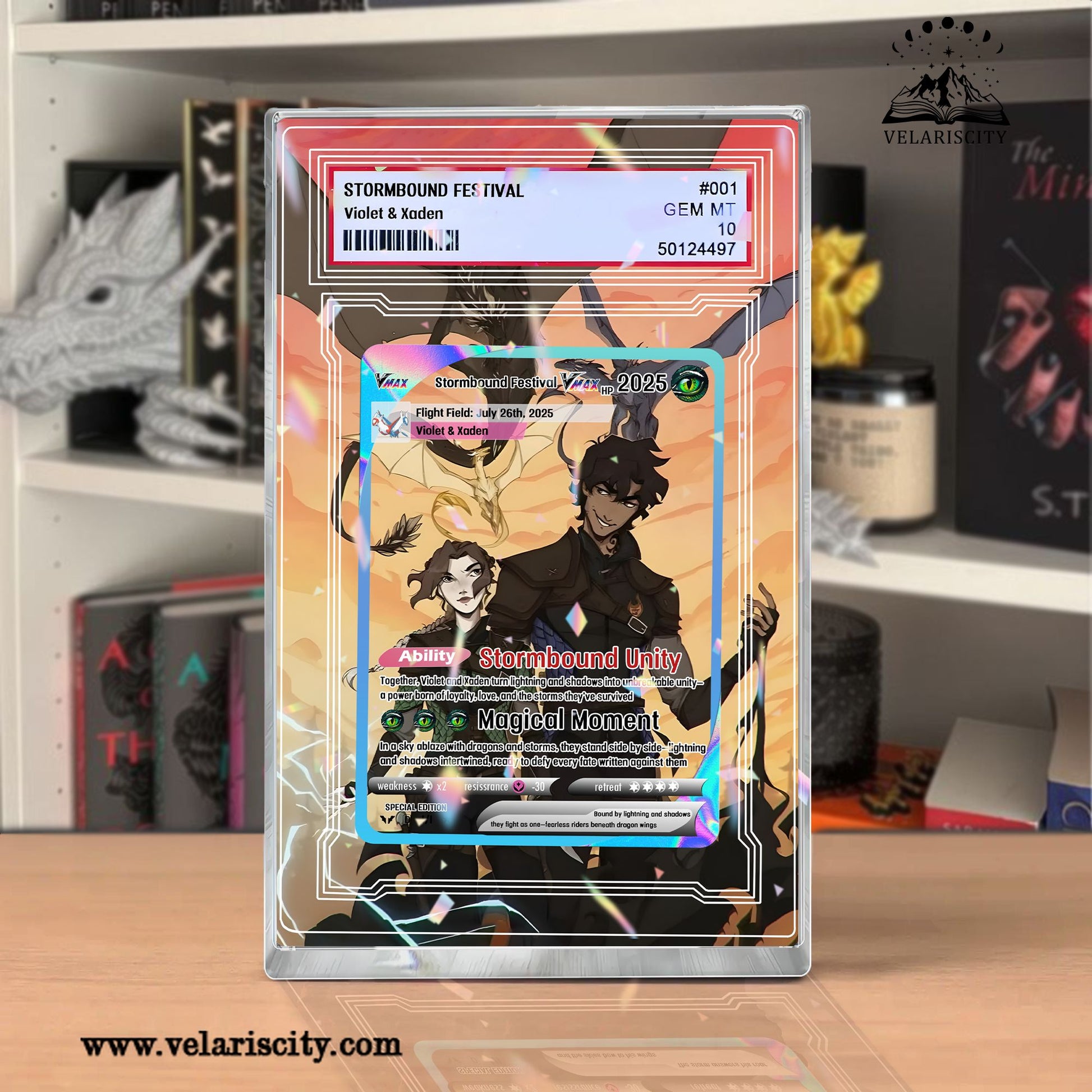 Violet & Xaden Acrylic Block, Fourth Wing Fanart Collectible, Fantasy Couple Gift, Stormbound Festival Desk Display Decor ABVLR10