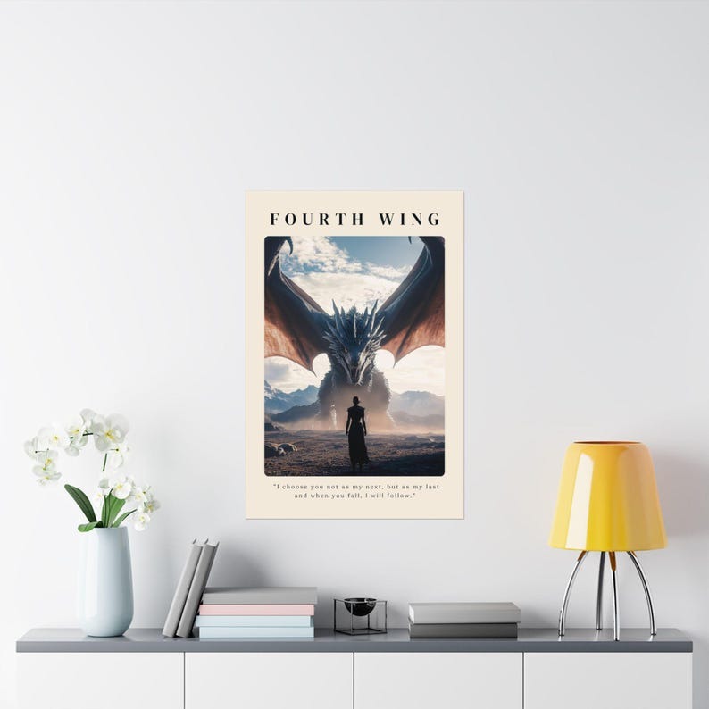 Fourth Wing Art Print - Basgiath War College Dragon Rider wall Decor Bookish Art Booknook Kit Book Lovers VLRP10