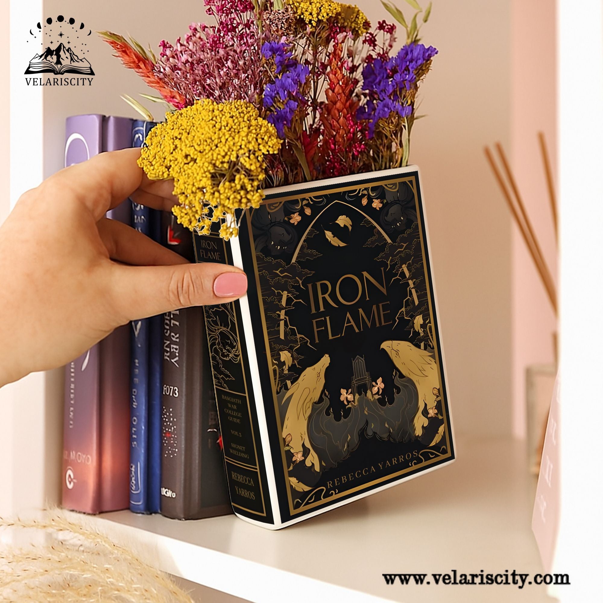 Iron Flame Ceramic Book Vase, Dark Fantasy Dragon Decor, Gothic Aesthetic Gift for Book Lovers and Empyrean Fans CVVRL10