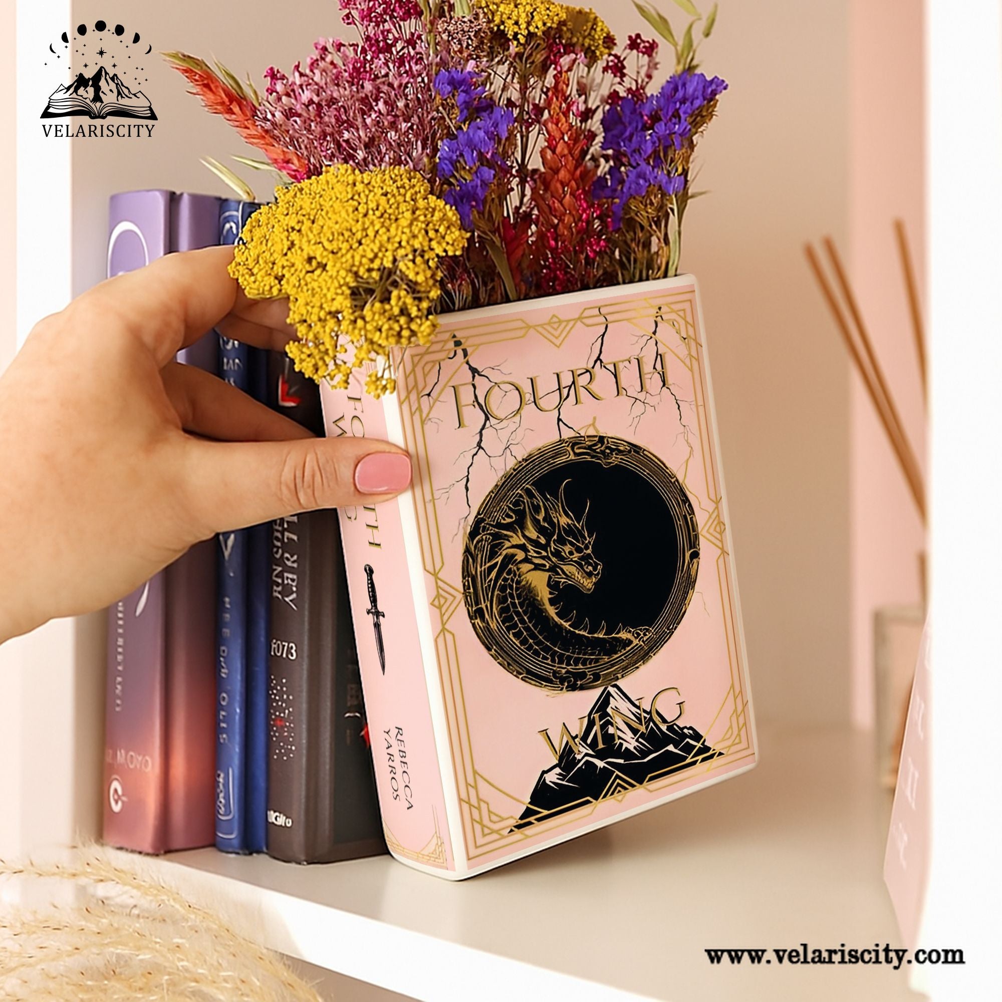 Fourth Wing Ceramic Book Vase, Fantasy Dragon Decor, Book Lover Gift, Bookish Shelf Accent, Romantic Fantasy Home Decoration CVVLR39