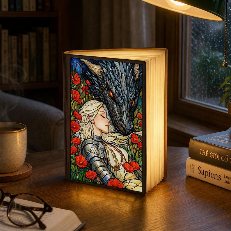 Manon Abraxos Book Lamp, Throne of Glass Night Light, Witch Kingdom Fantasy Decor, Reader Gift for Fans, Mystical Bookish Home Decor BLVLR10