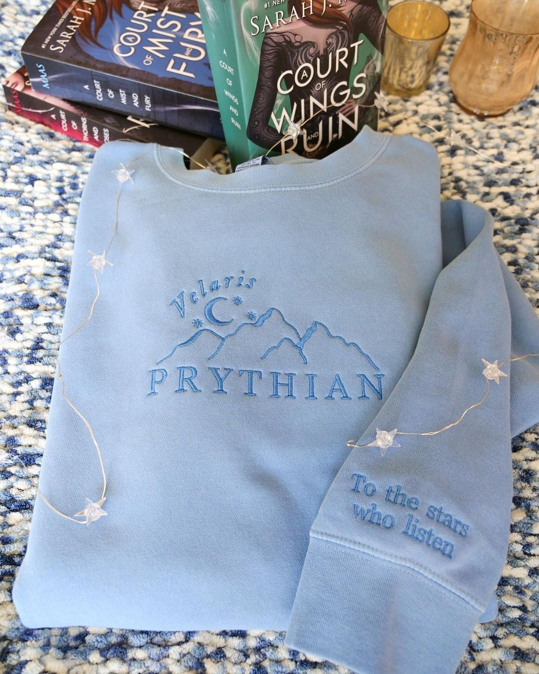 ACOTAR Velaris Prythian Embroidered Sweatshirt, To The Stars Who Listen Night Court Crewneck, Fantasy Bookish Gift for Readers