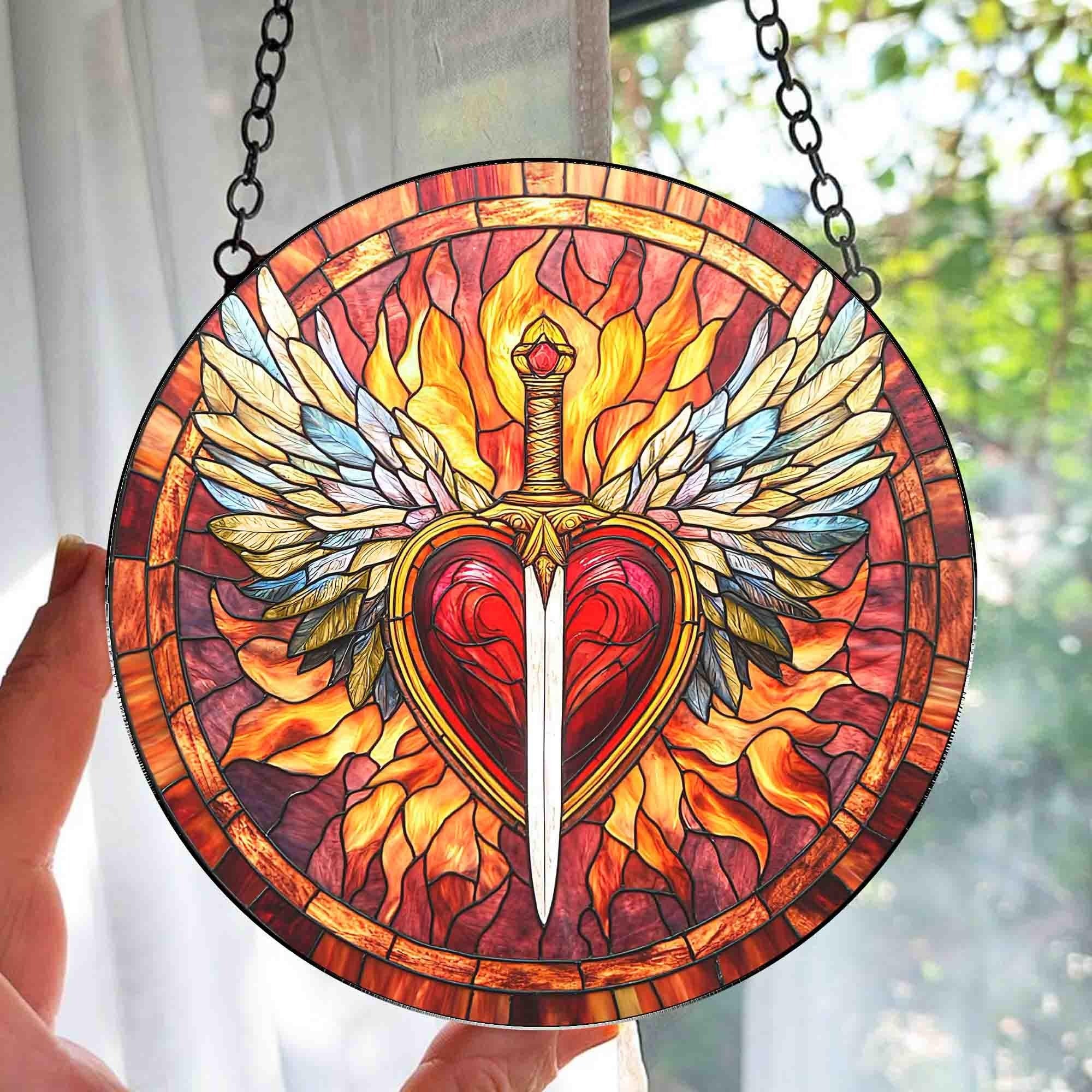 Fireheart Throne Of Glass Suncatcher, Fantasy TOG Bookish Window Hanging, Aelin Galathynius Fireheart Window Decor Gift, Bookshelf Decor SGVLR09