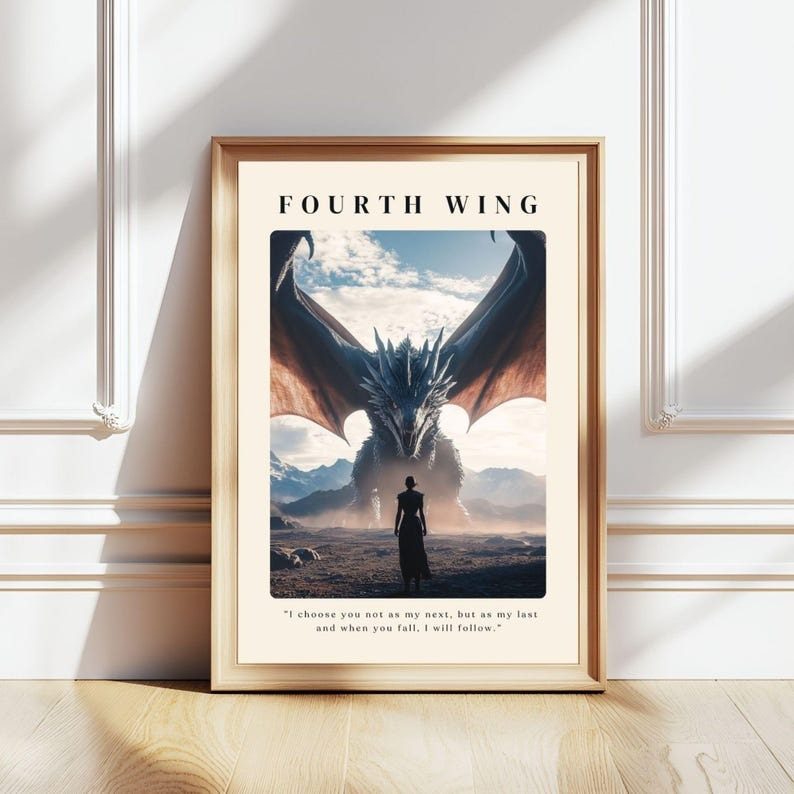 Fourth Wing Art Print - Basgiath War College Dragon Rider wall Decor Bookish Art Booknook Kit Book Lovers VLRP10