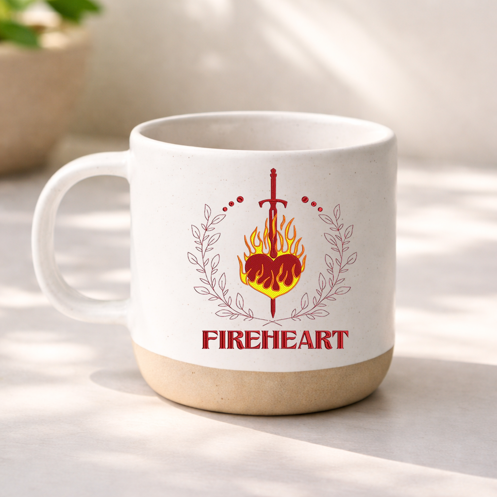Fireheart Pottery Mug, Throne of Glass Inspired Ceramic Coffee Cup, Fantasy Bookish Mug, Reader Gift for Sarah J Maas Fans PMVLR30