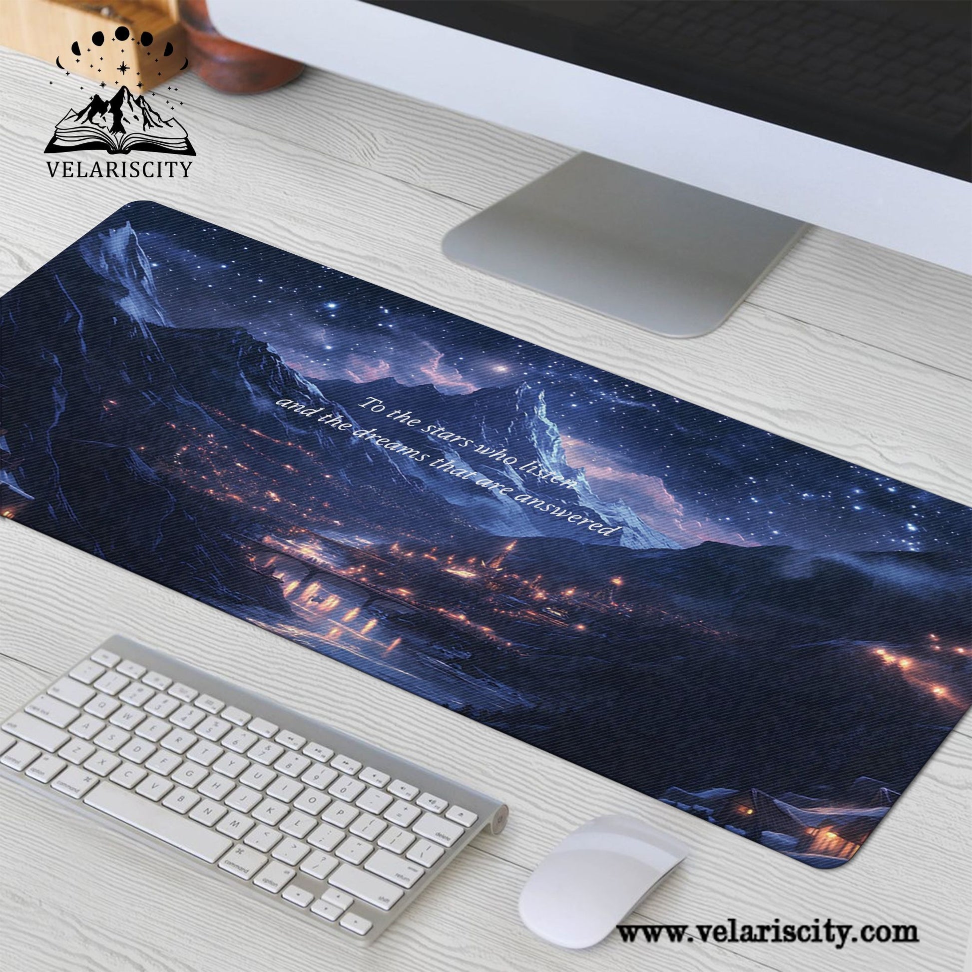ACOTAR Desk Mat, To the Stars Who Listen Quote, Velaris Night Court Mouse Pad DMVLR37