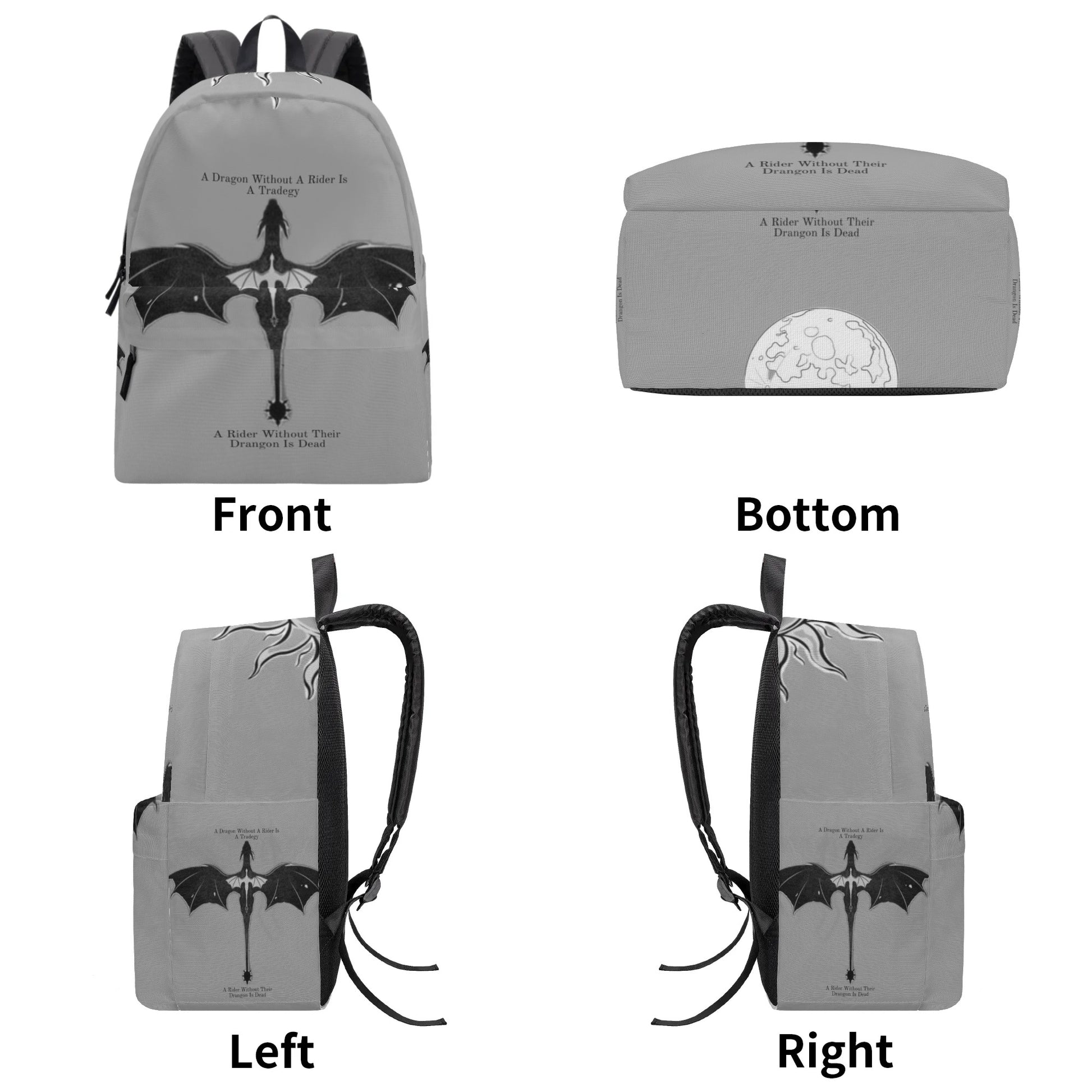 Fourth Wing Backpack, Dragon and Rider Quote, A Dragon Without A Rider Is A Tragedy, Fantasy Book Bag BPVLR10