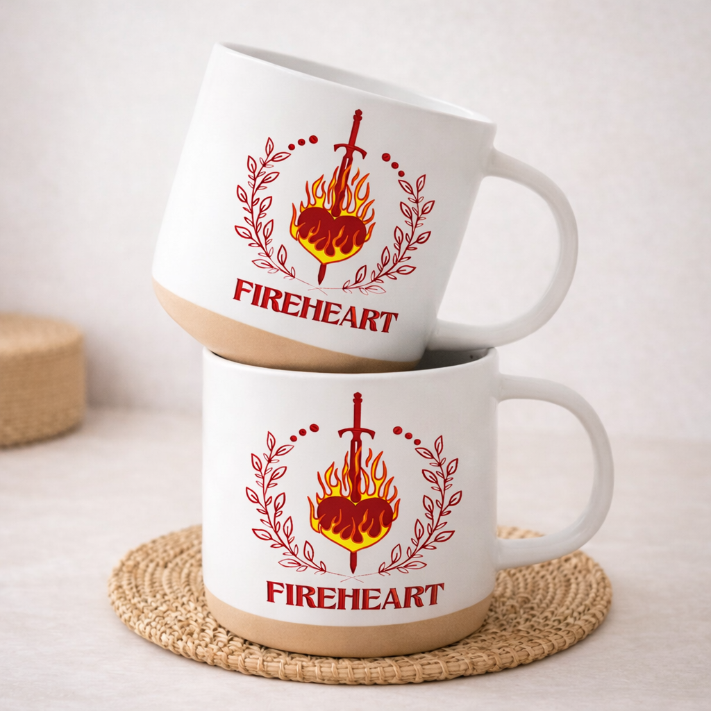 Fireheart Pottery Mug, Throne of Glass Inspired Ceramic Coffee Cup, Fantasy Bookish Mug, Reader Gift for Sarah J Maas Fans PMVLR30