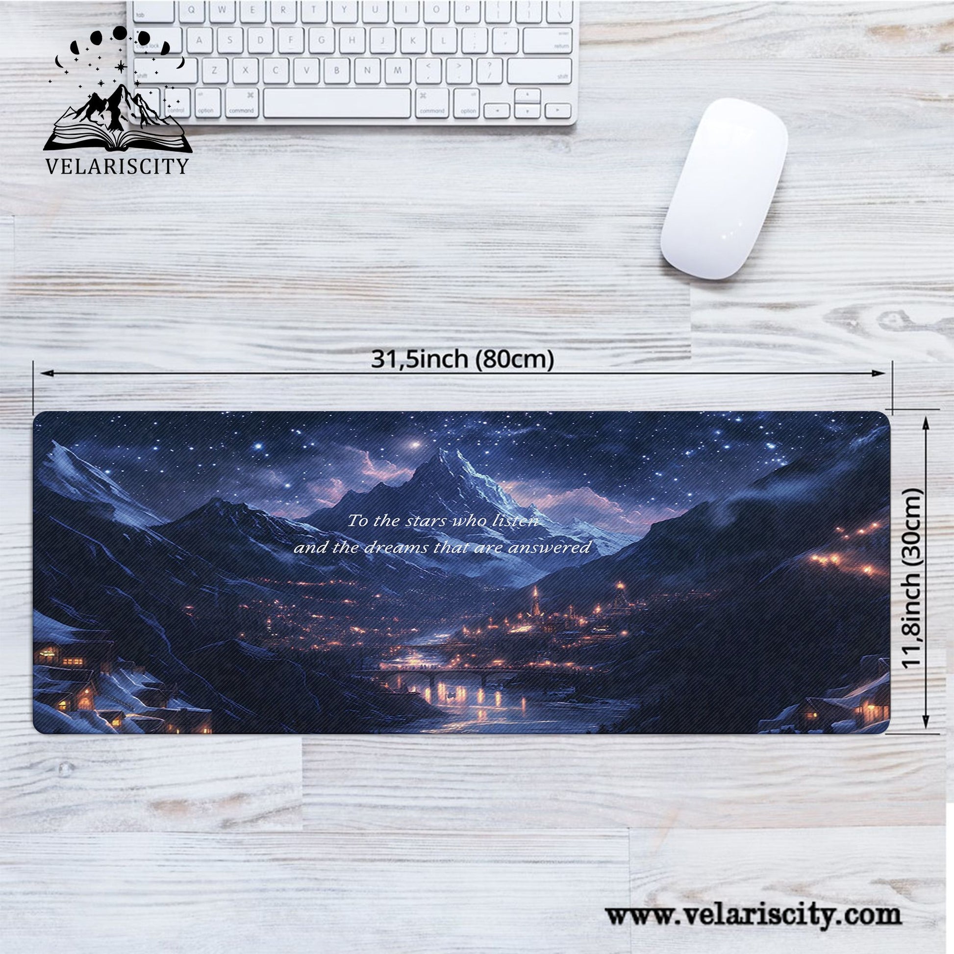 ACOTAR Desk Mat, To the Stars Who Listen Quote, Velaris Night Court Mouse Pad DMVLR37