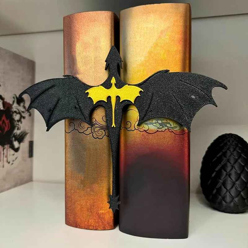 Fourth Wing Double Dragon BOOK INSERT, Bookmark, Book Accessory, Black and Gold Dragons
